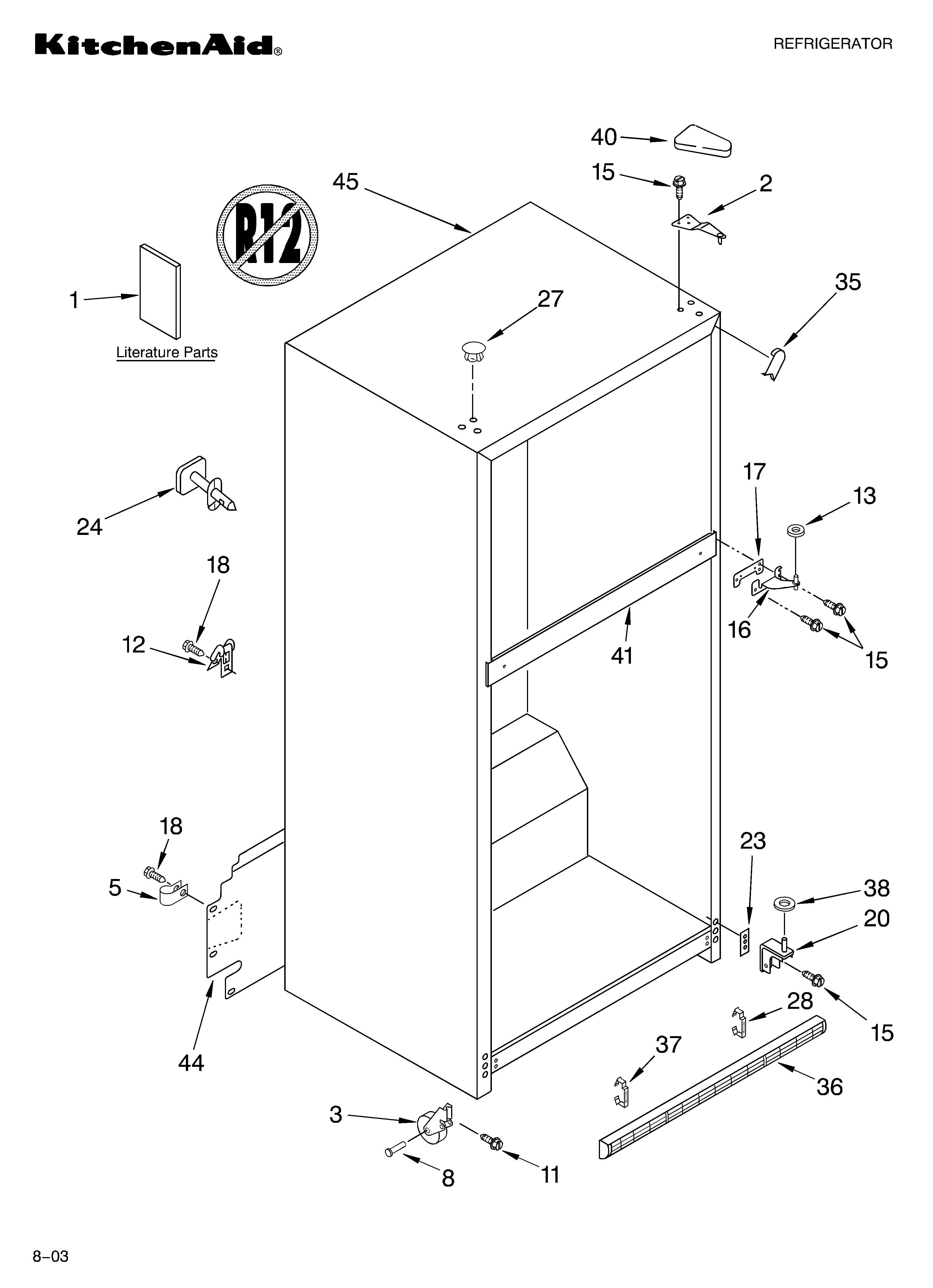 KitchenAid KTRC19KKSS04 cabinet parts diagram