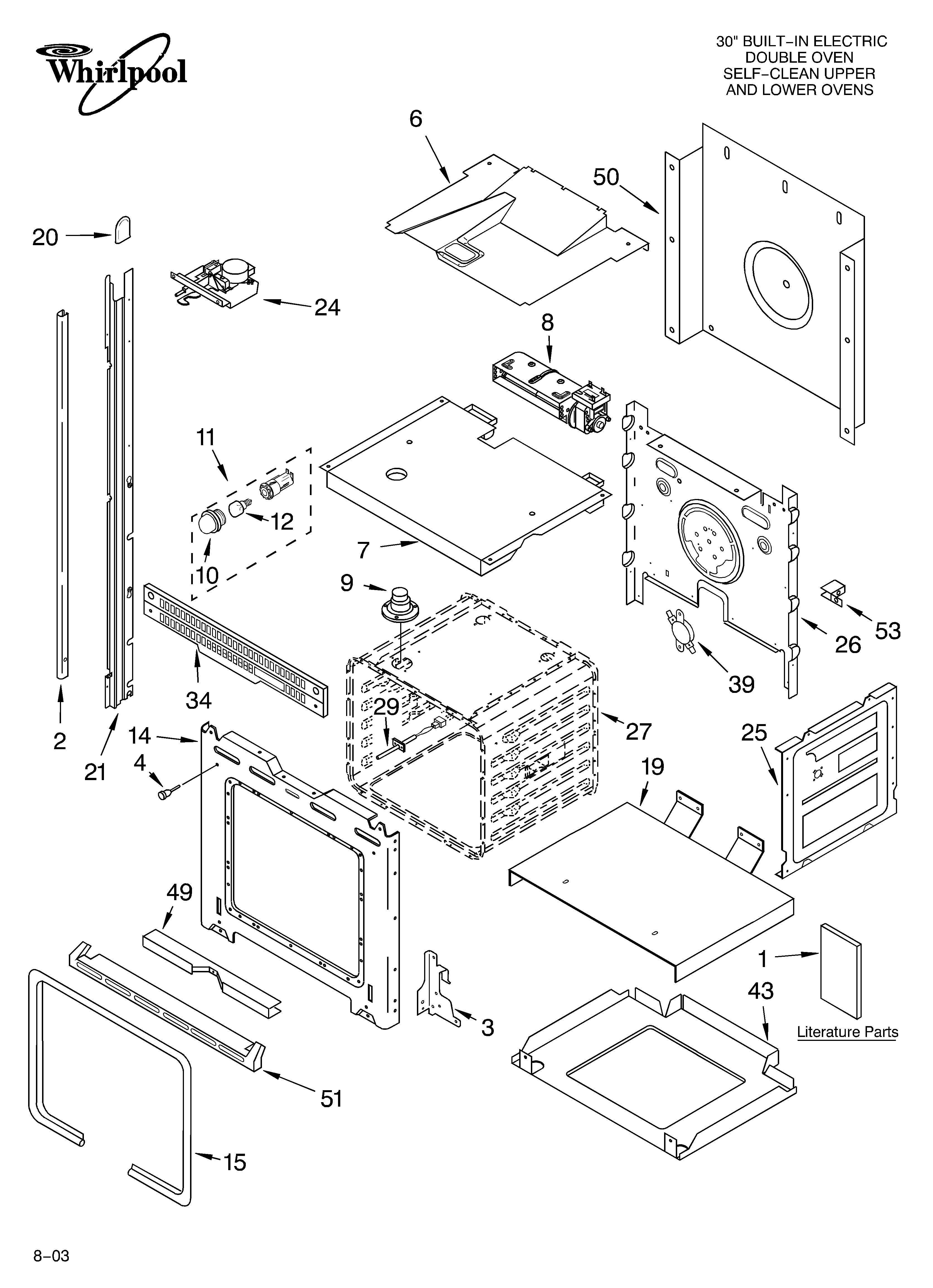 Whirlpool RBD306PDQ14 oven parts diagram