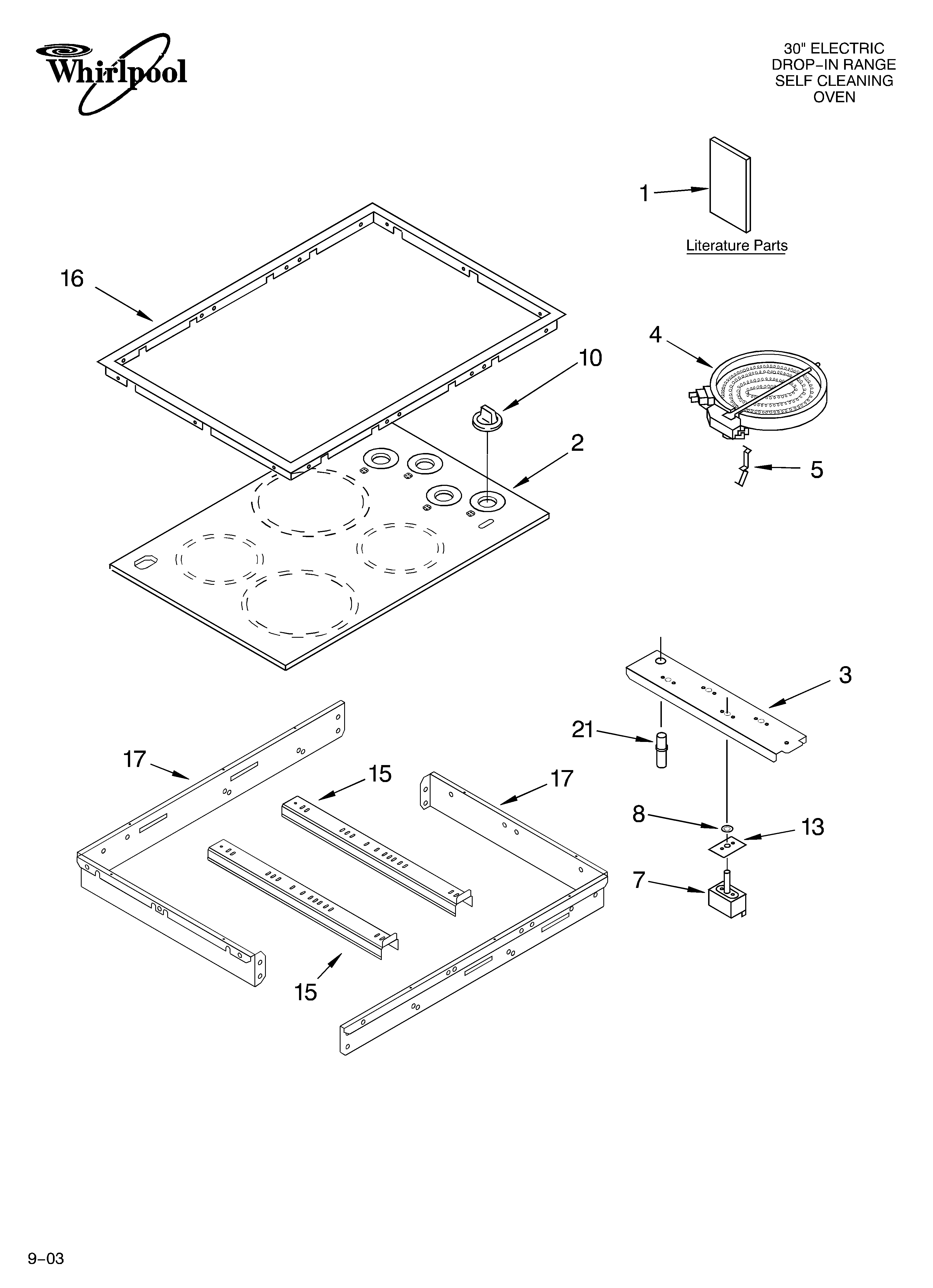 Whirlpool RS696PXGB13 cooktop parts diagram