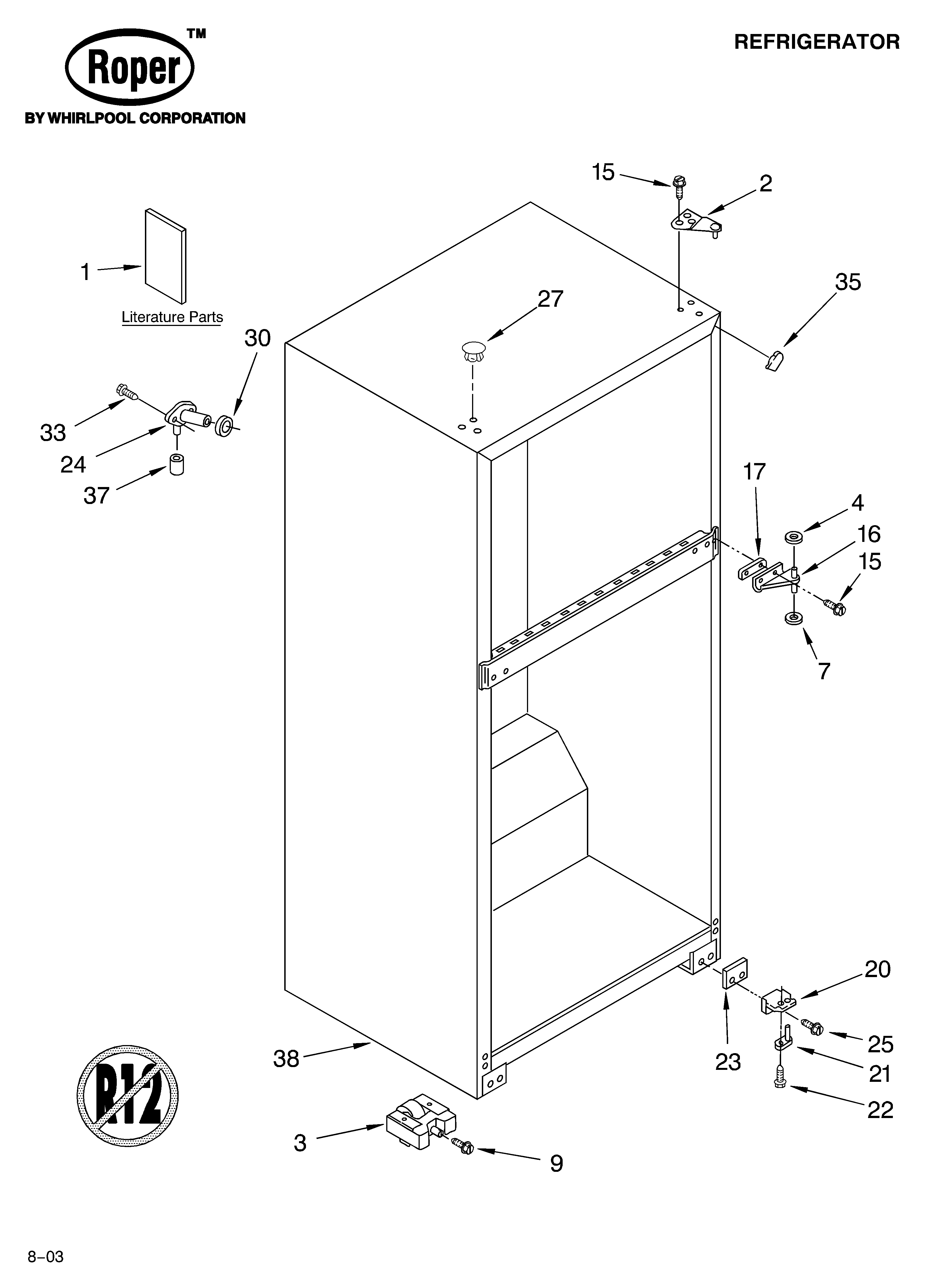 Roper RT14BKXKQ04 cabinet parts diagram