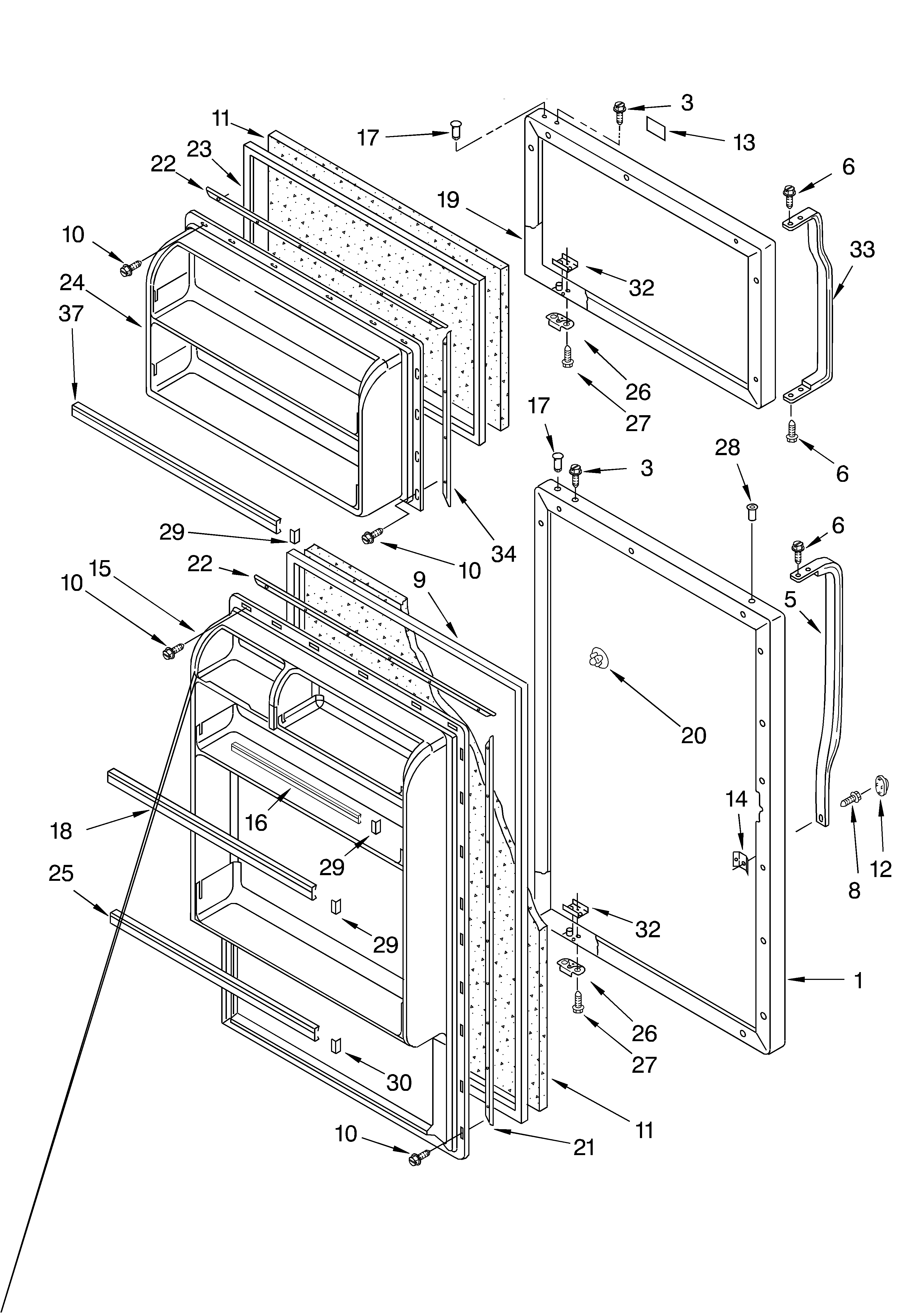 Roper RT14BKXKQ04 door parts diagram