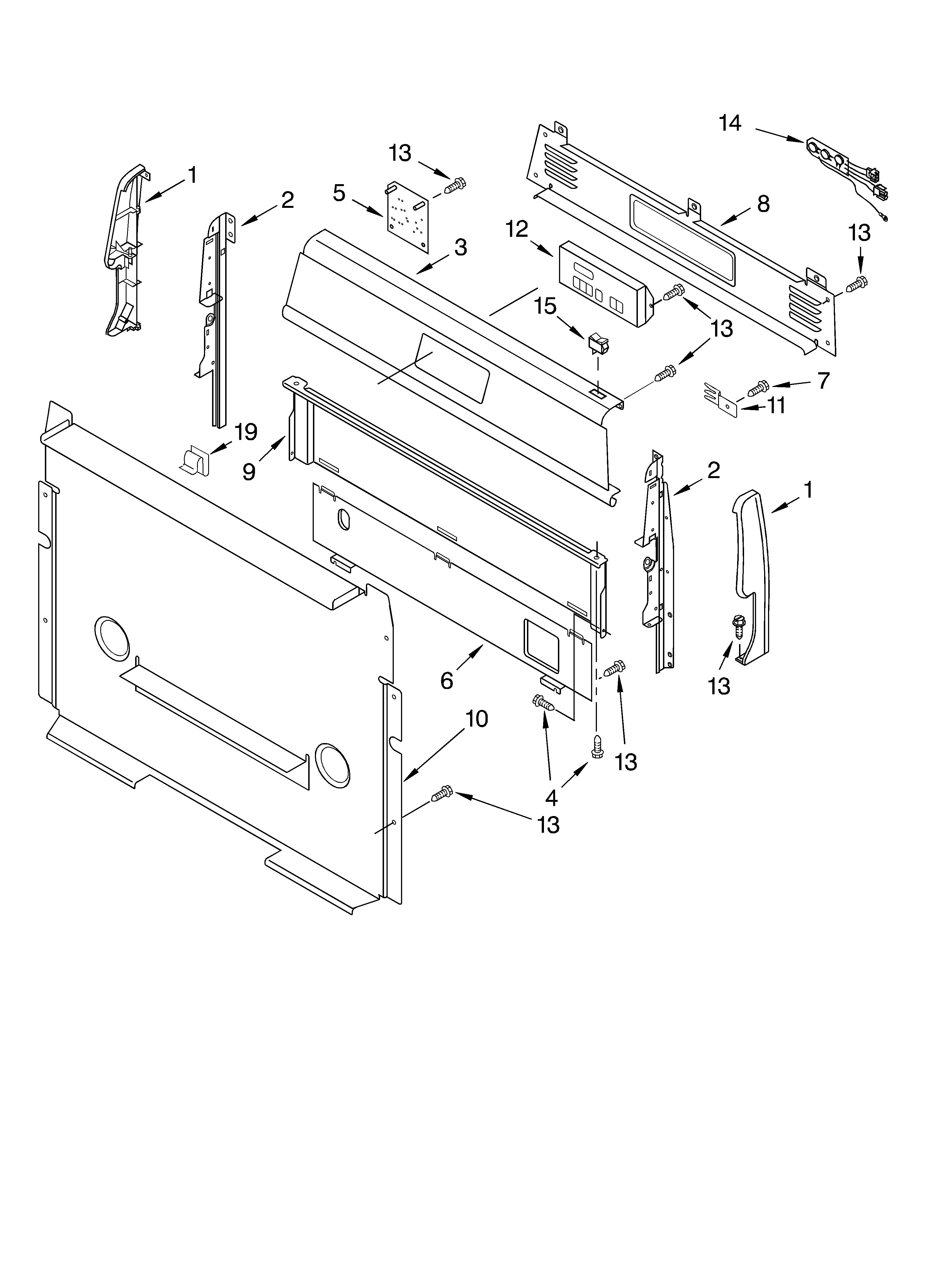 Whirlpool SF357PEMT0 control panel parts diagram