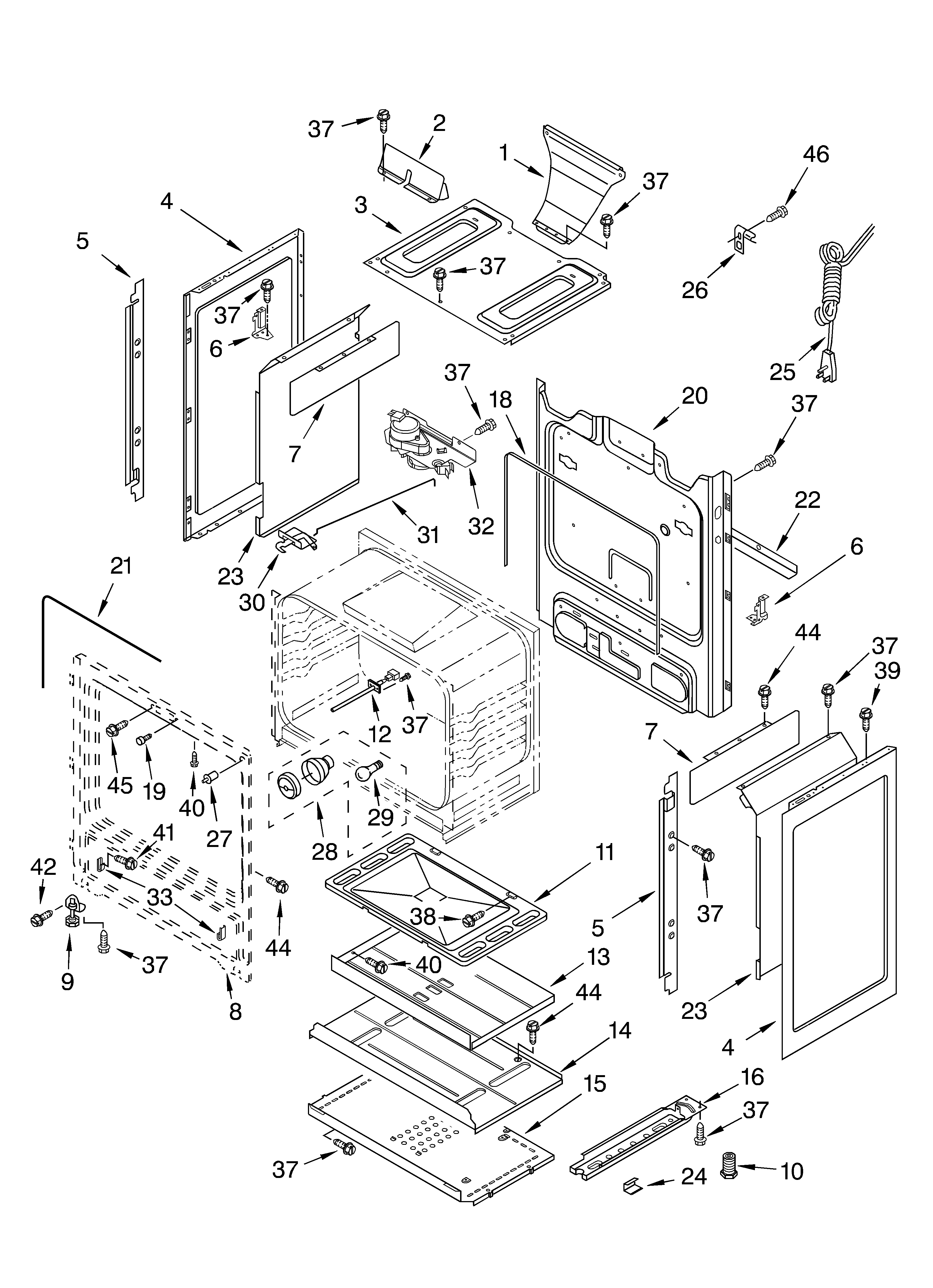 Whirlpool SF357PEMT0 chassis parts diagram