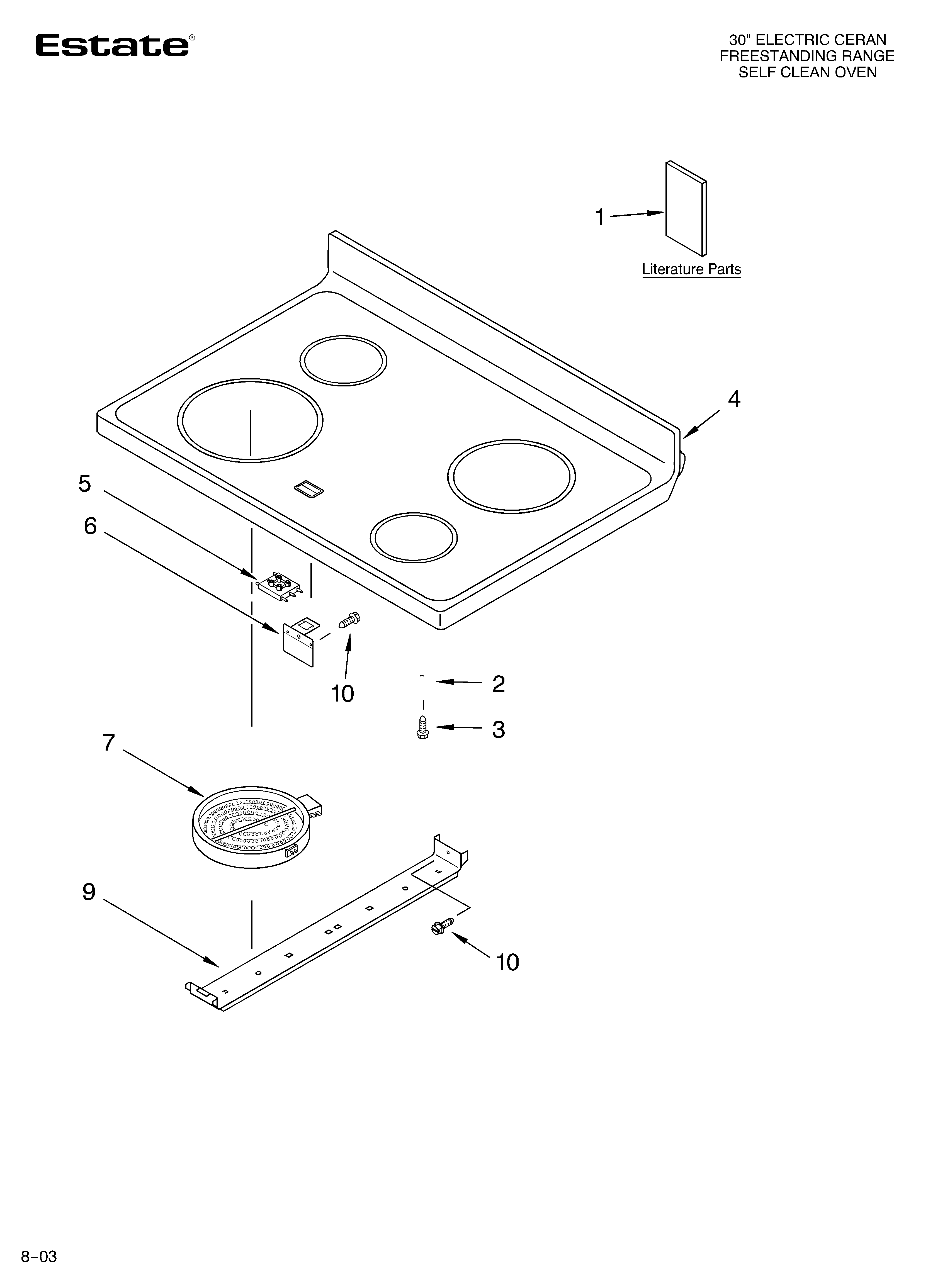 Estate TES356MS0 cooktop parts diagram