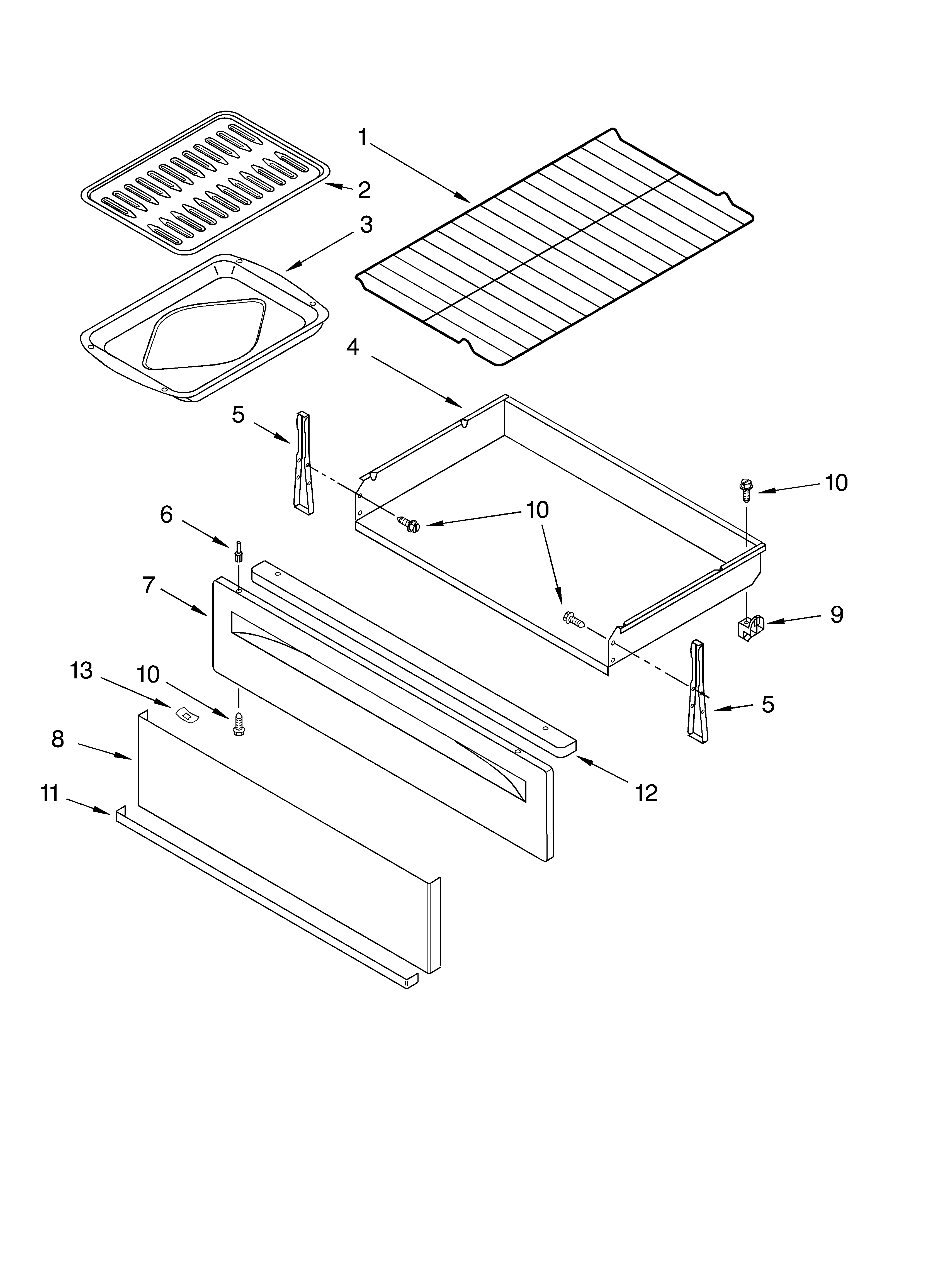 Estate TES356MS0 drawer & broiler parts, miscellaneous parts diagram