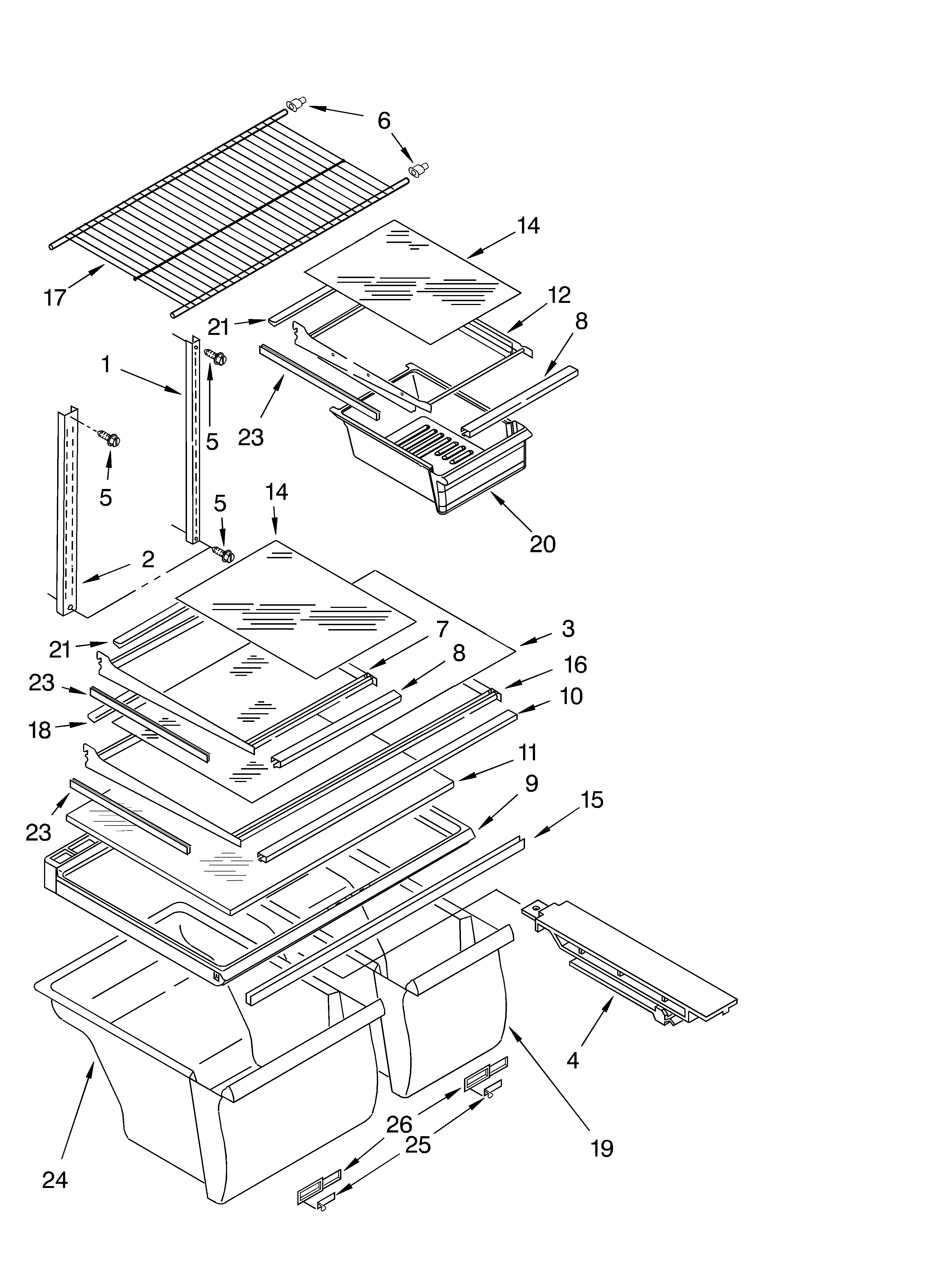 Estate TT18HPXLQ02 shelf parts diagram