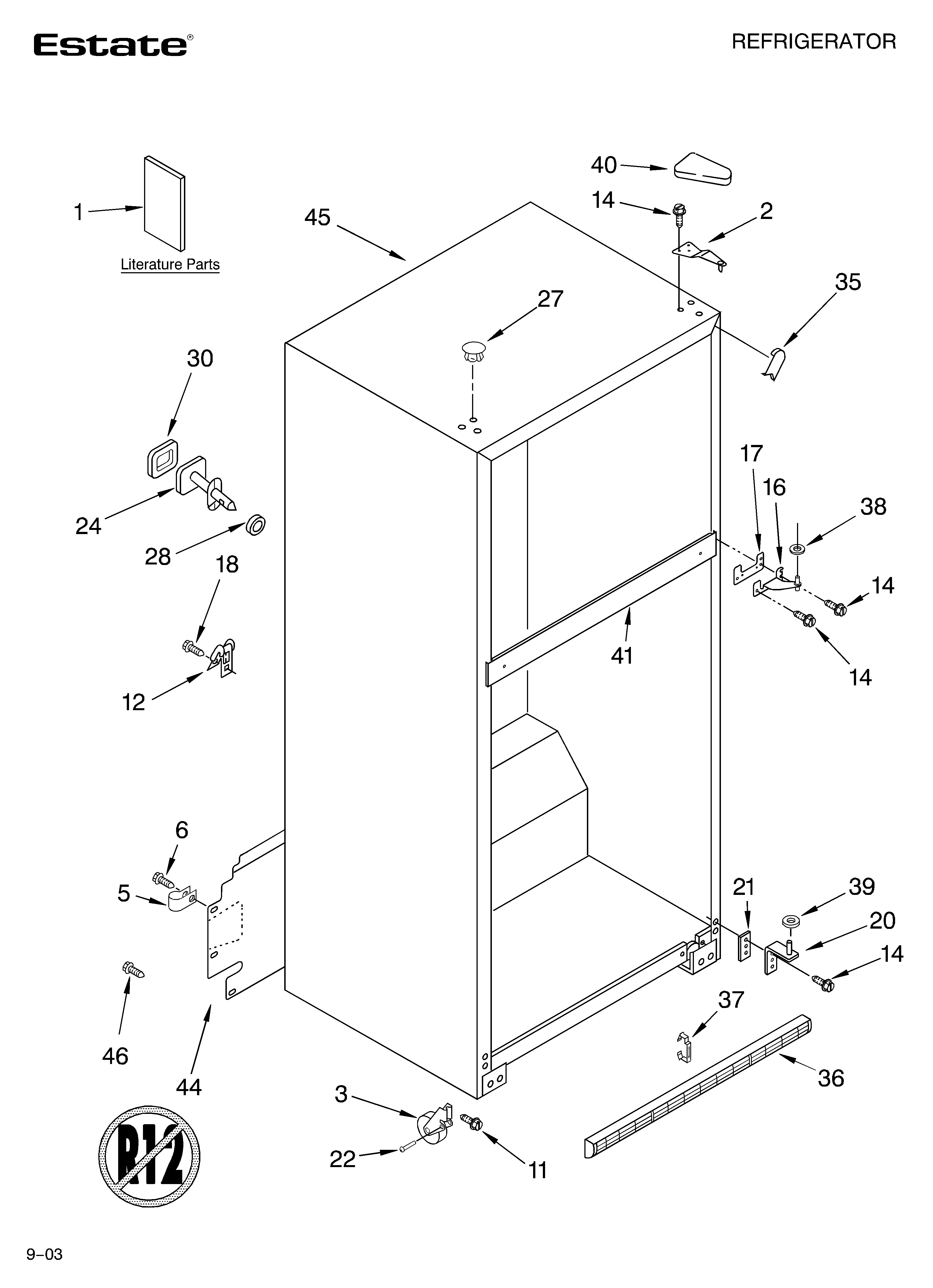 Estate TT21AKXKT03 cabinet parts diagram