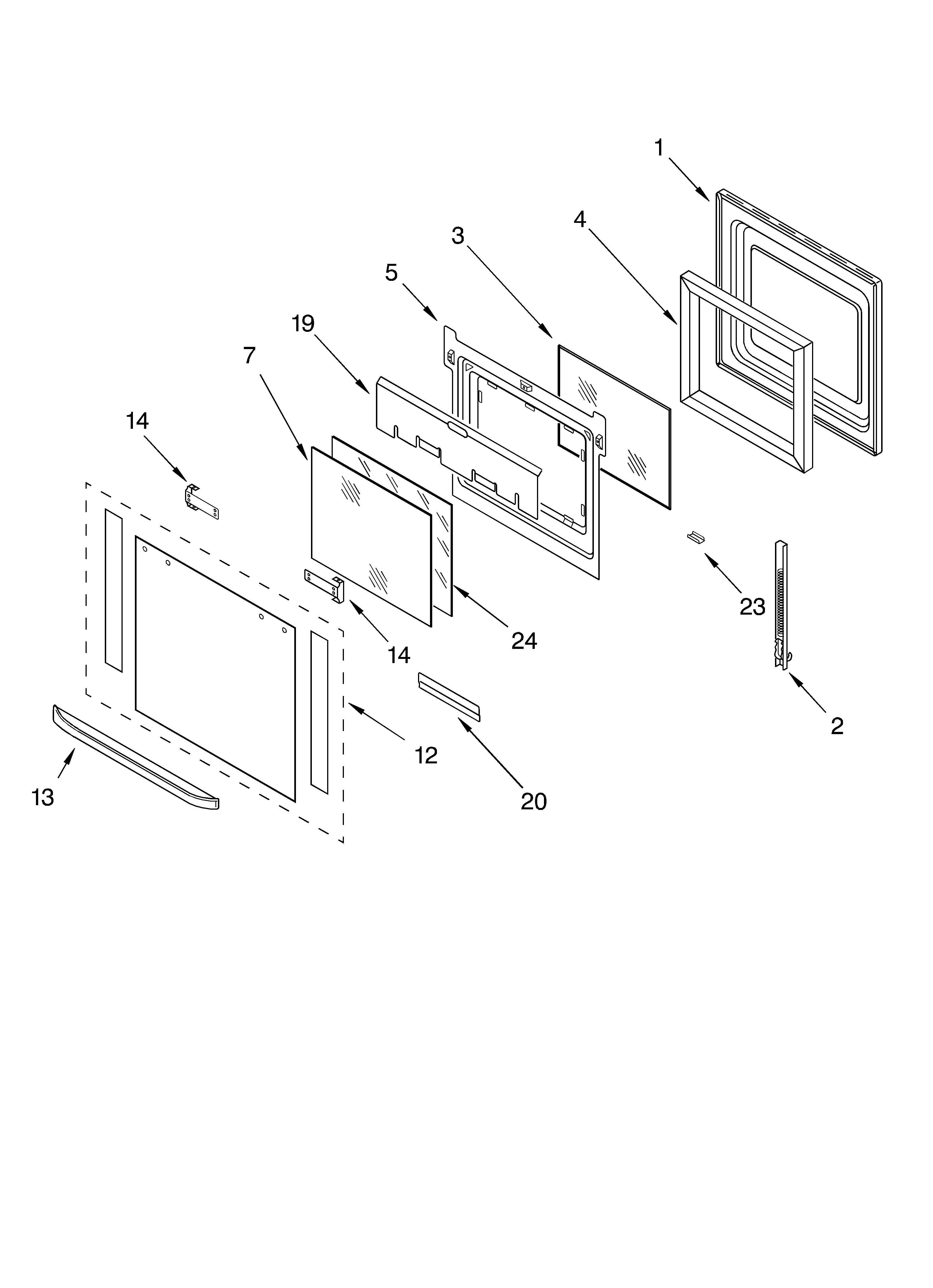 KitchenAid KEBC247KBL02 oven door parts diagram