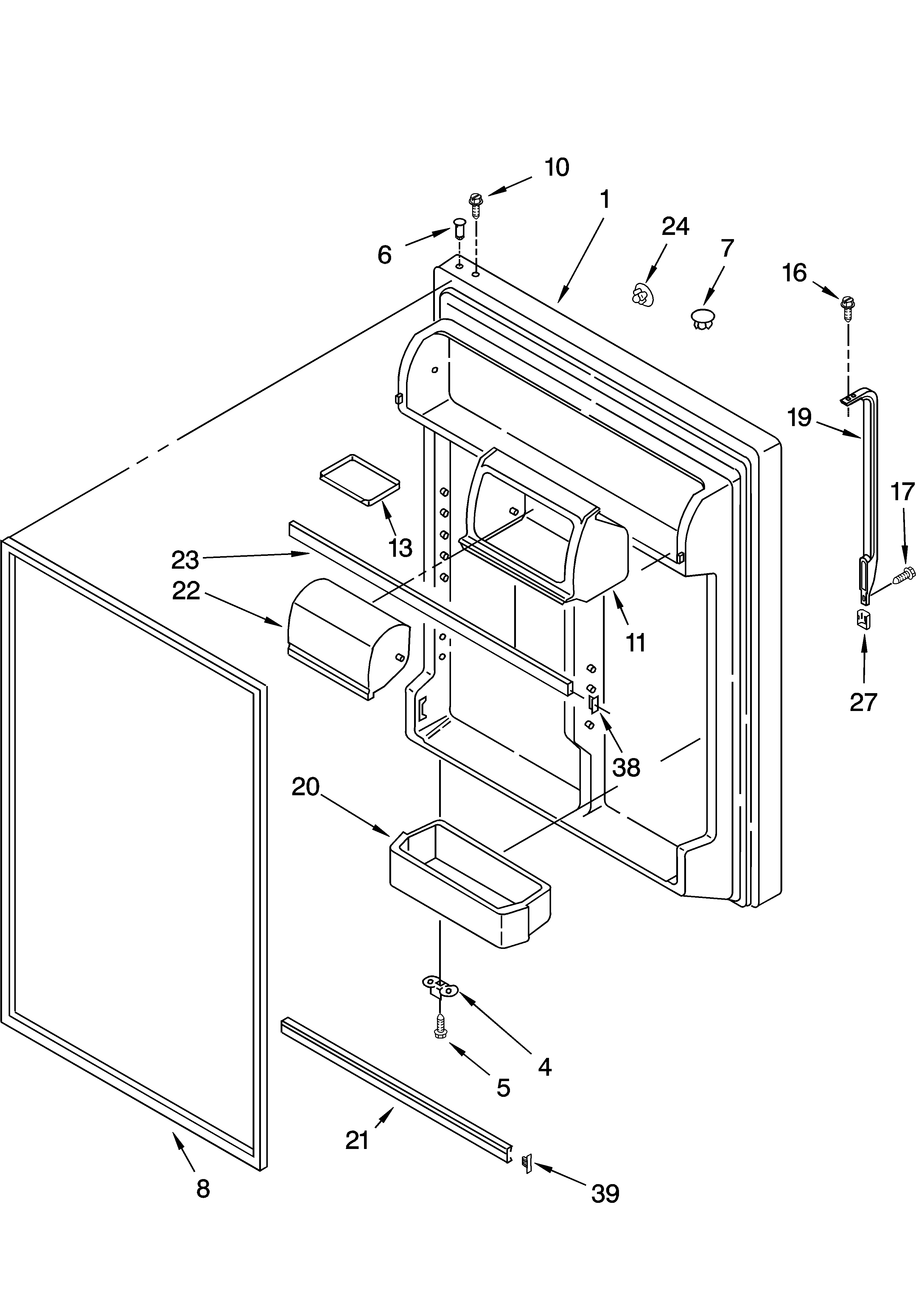 Whirlpool 5VET1DTKLQ02 refrigerator door parts diagram