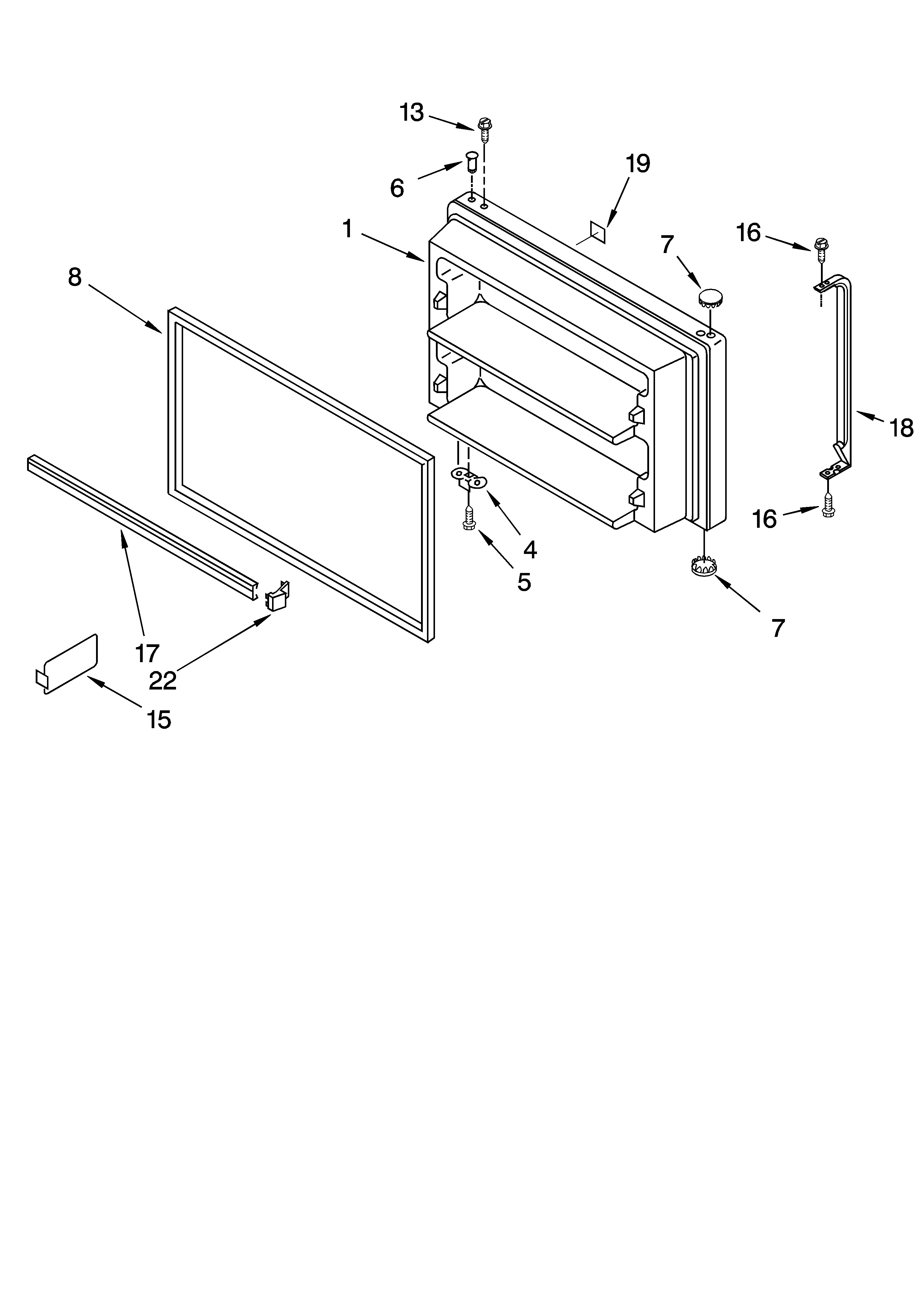 Whirlpool 5VET1DTKLQ02 freezer door parts, optional parts diagram