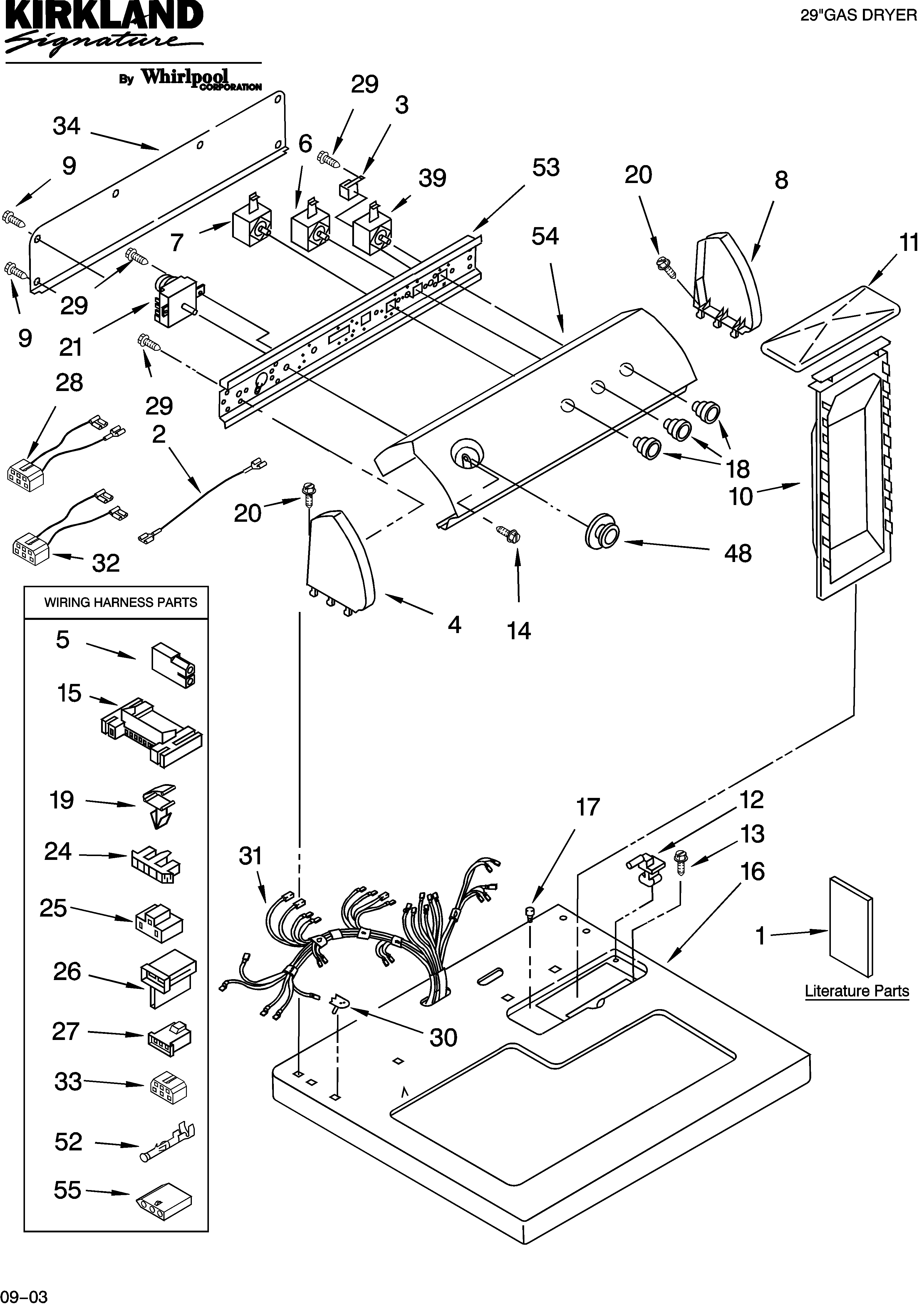 Kirkland 7MSGDS800MQ0 top and console parts diagram
