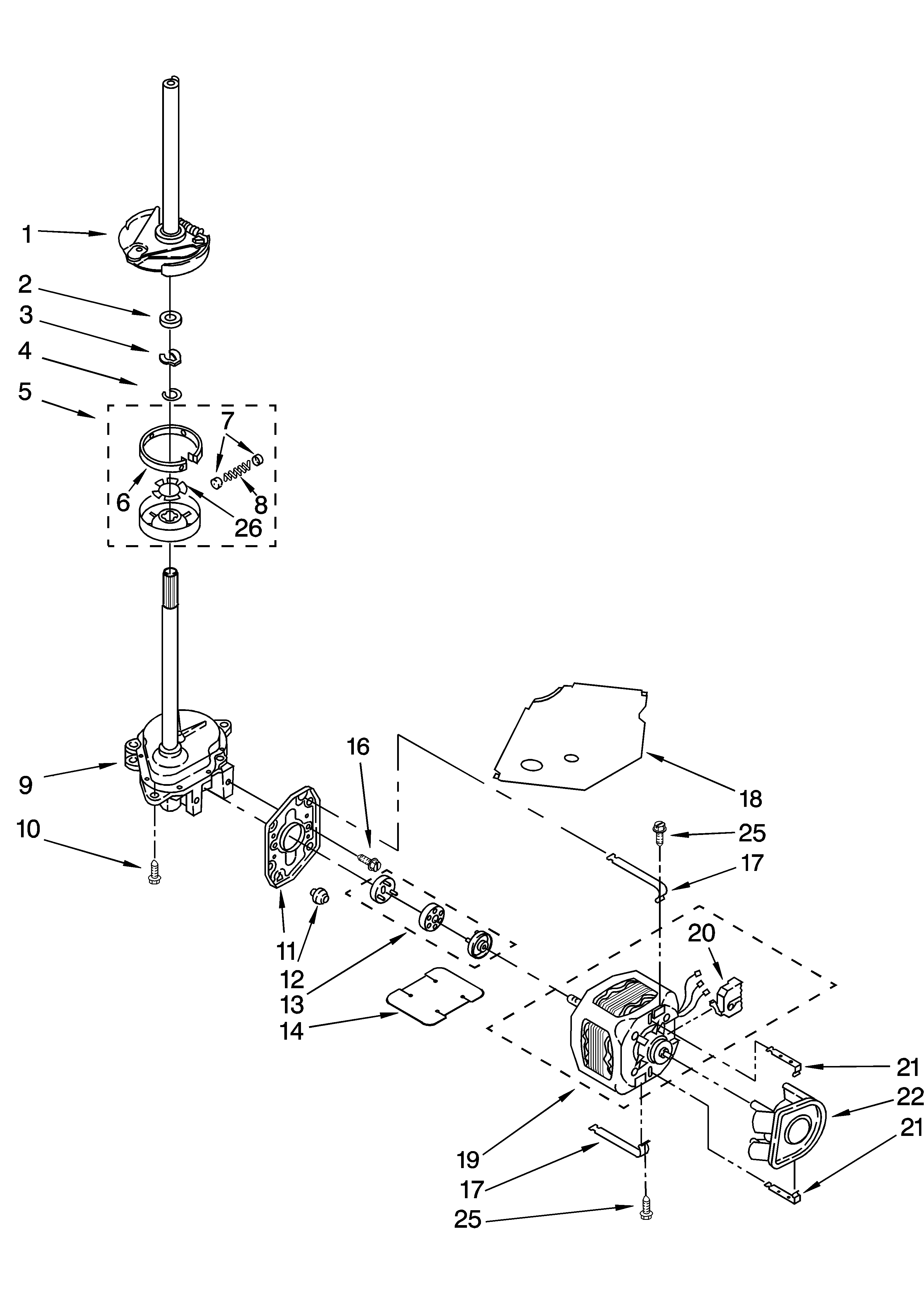 Crosley CAWB527MQ1 brake, clutch, gearcase, motor and pump parts diagram