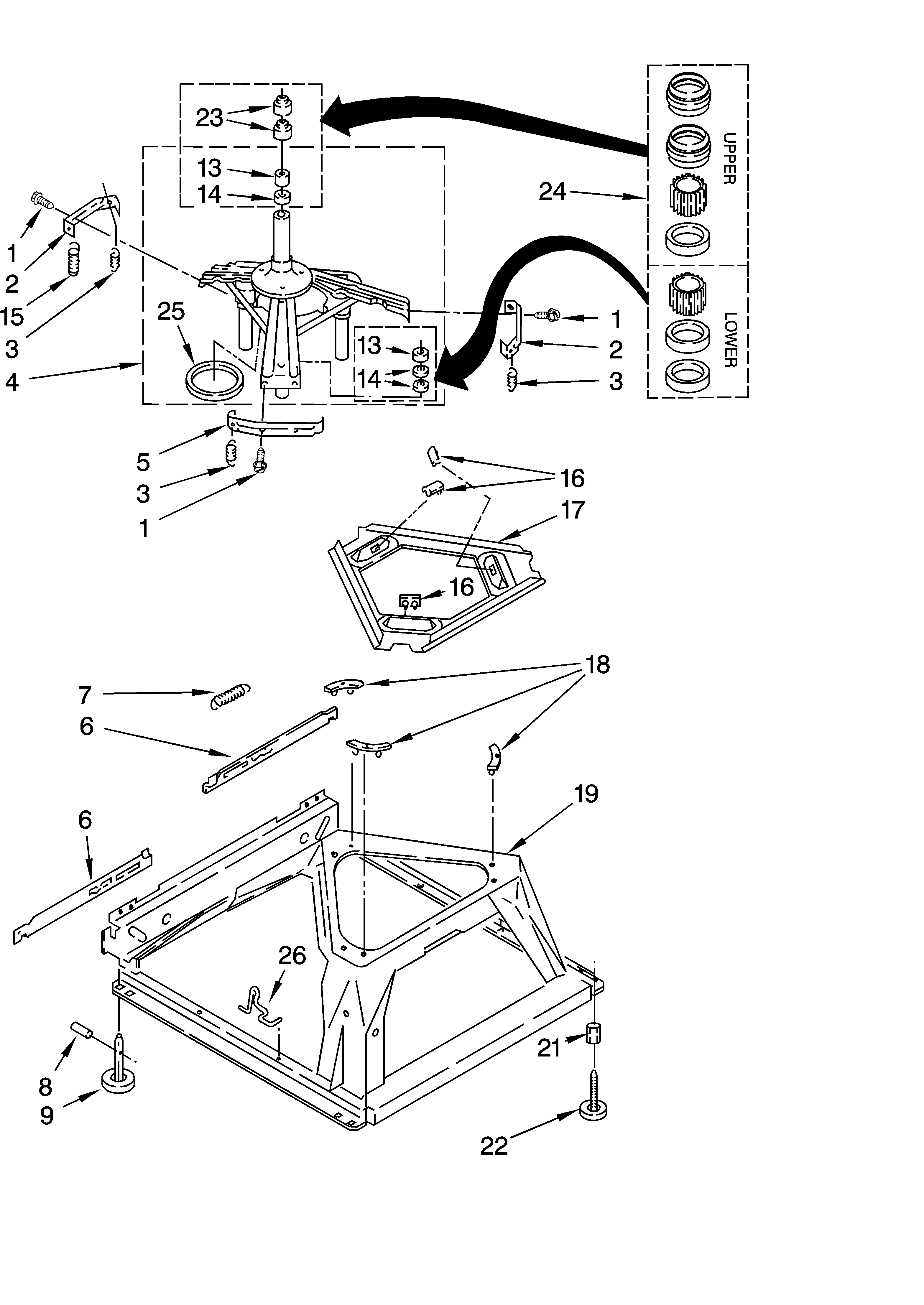 Crosley CAWB527MQ1 machine base parts diagram