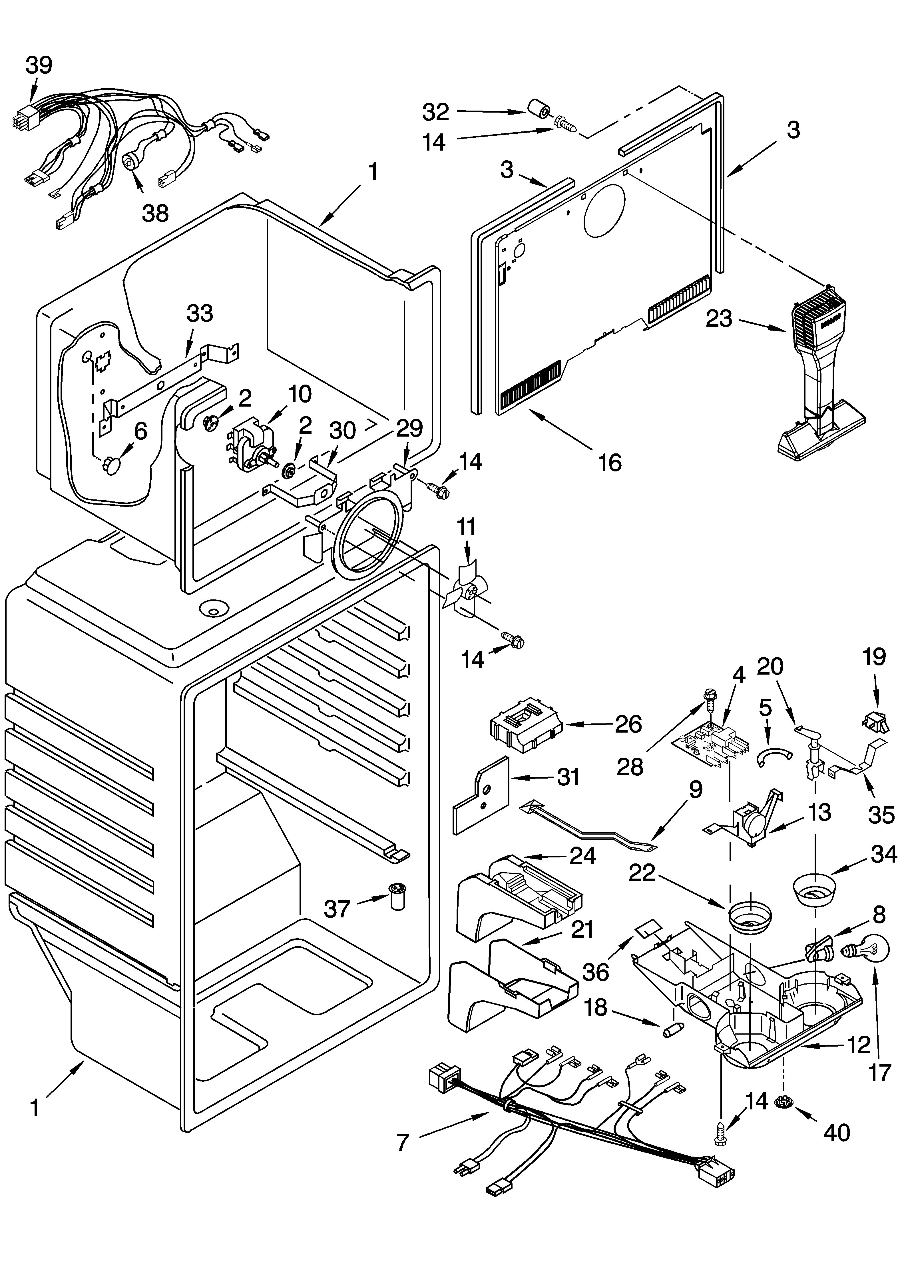 Whirlpool ET1FTEXMT00 liner parts diagram
