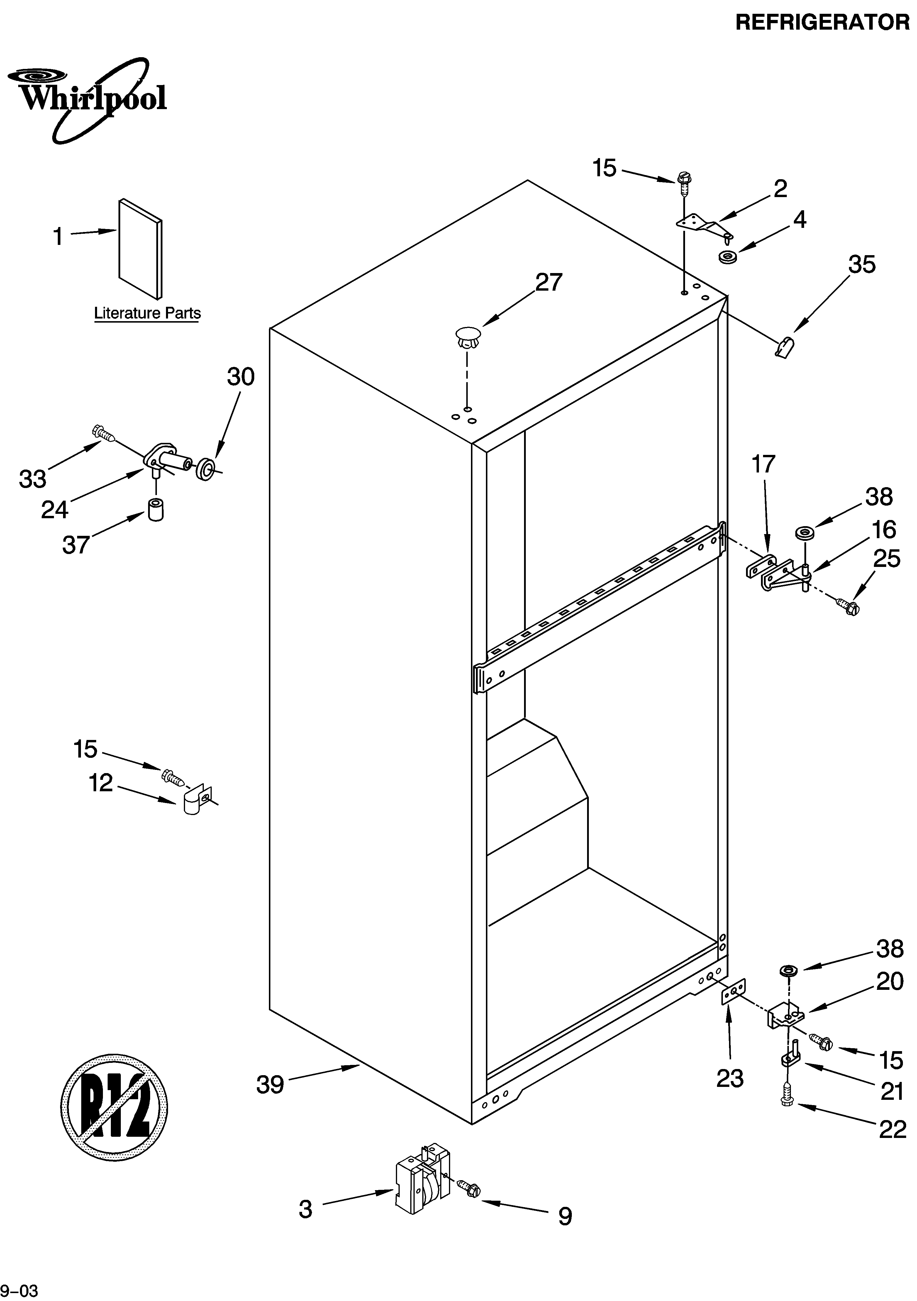Whirlpool ET4CSKXKQ03 cabinet parts diagram