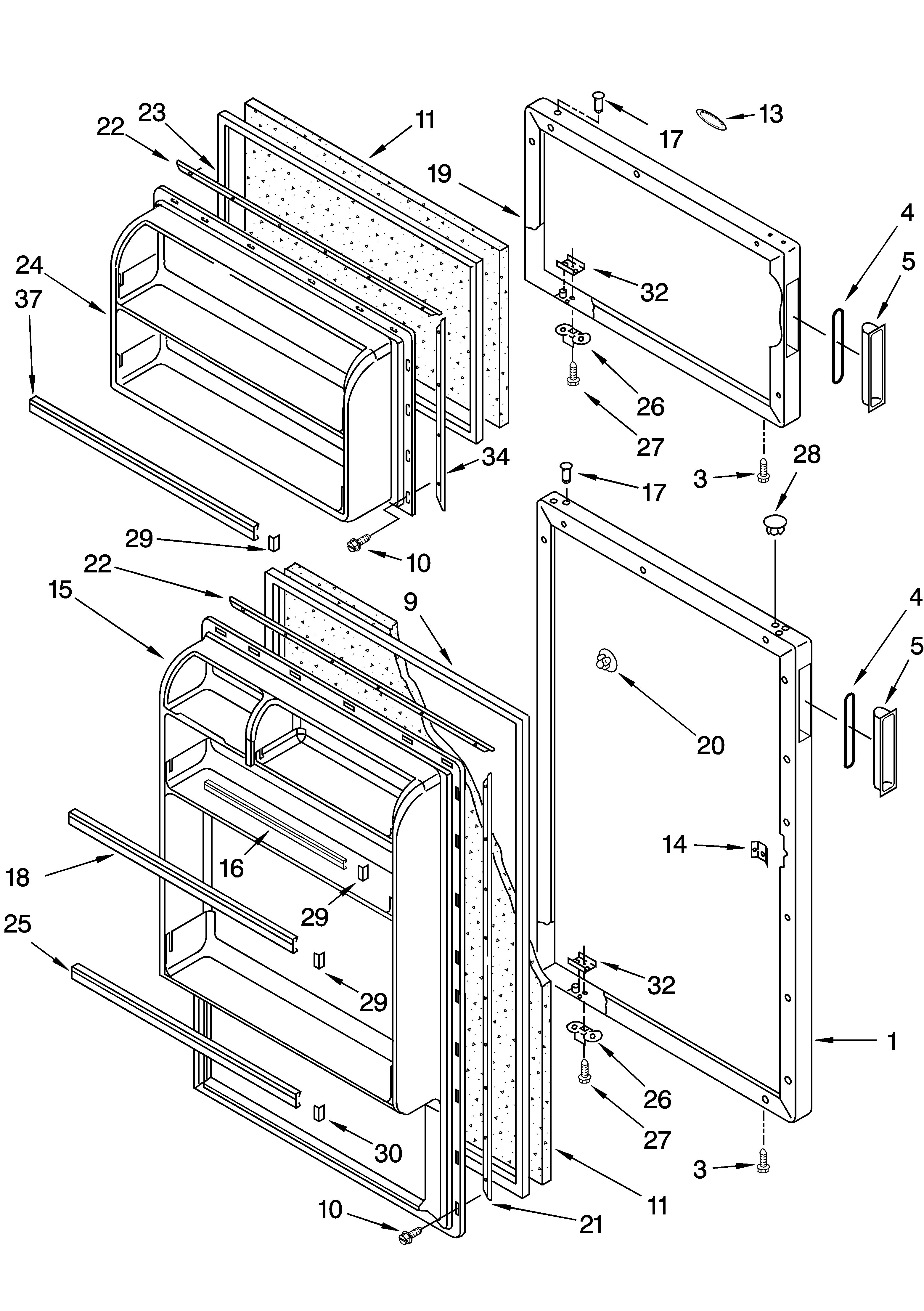 Whirlpool ET4CSKXKQ03 door parts diagram