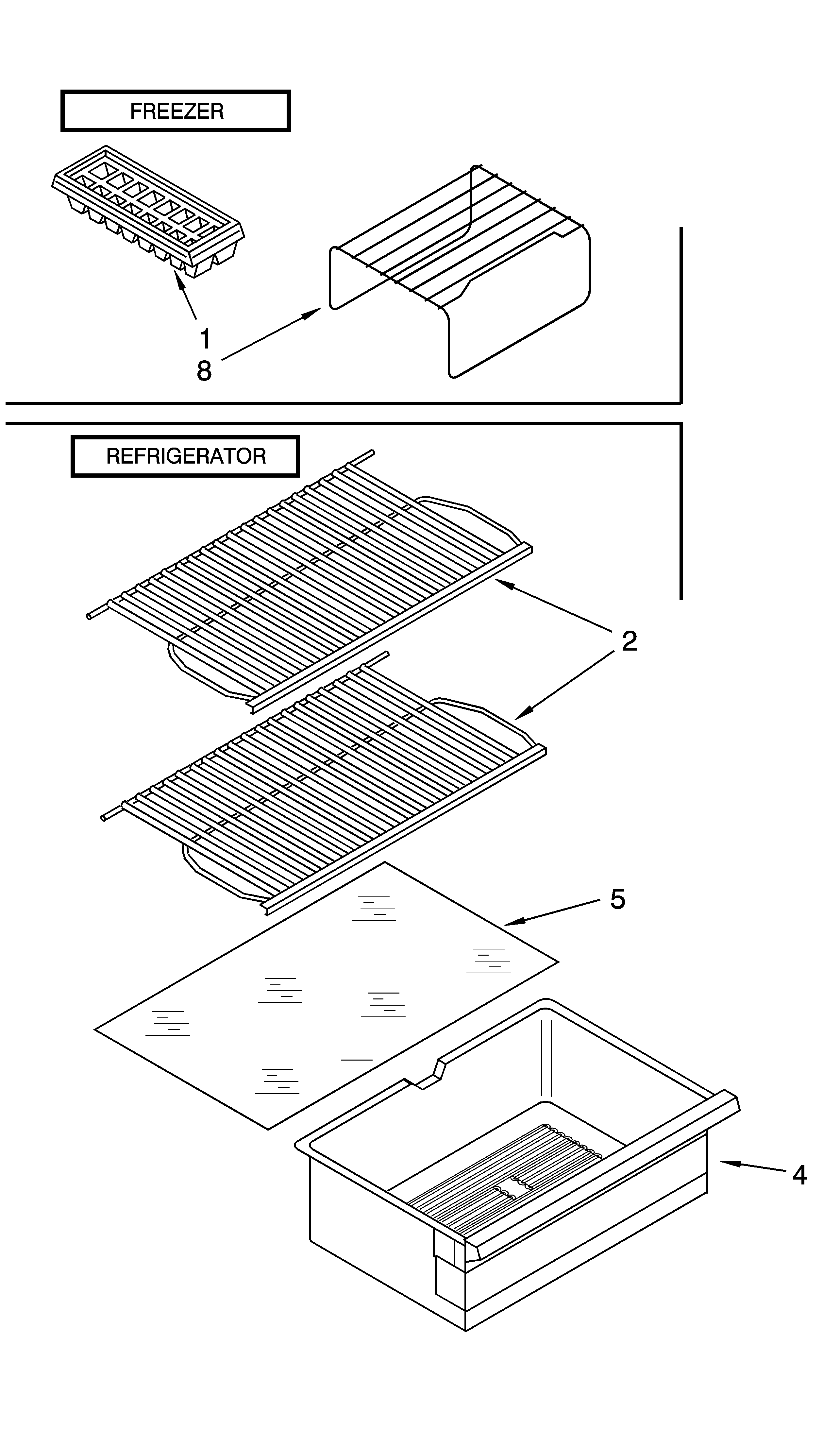 Whirlpool ET4CSKXKQ03 shelf parts, optional parts diagram
