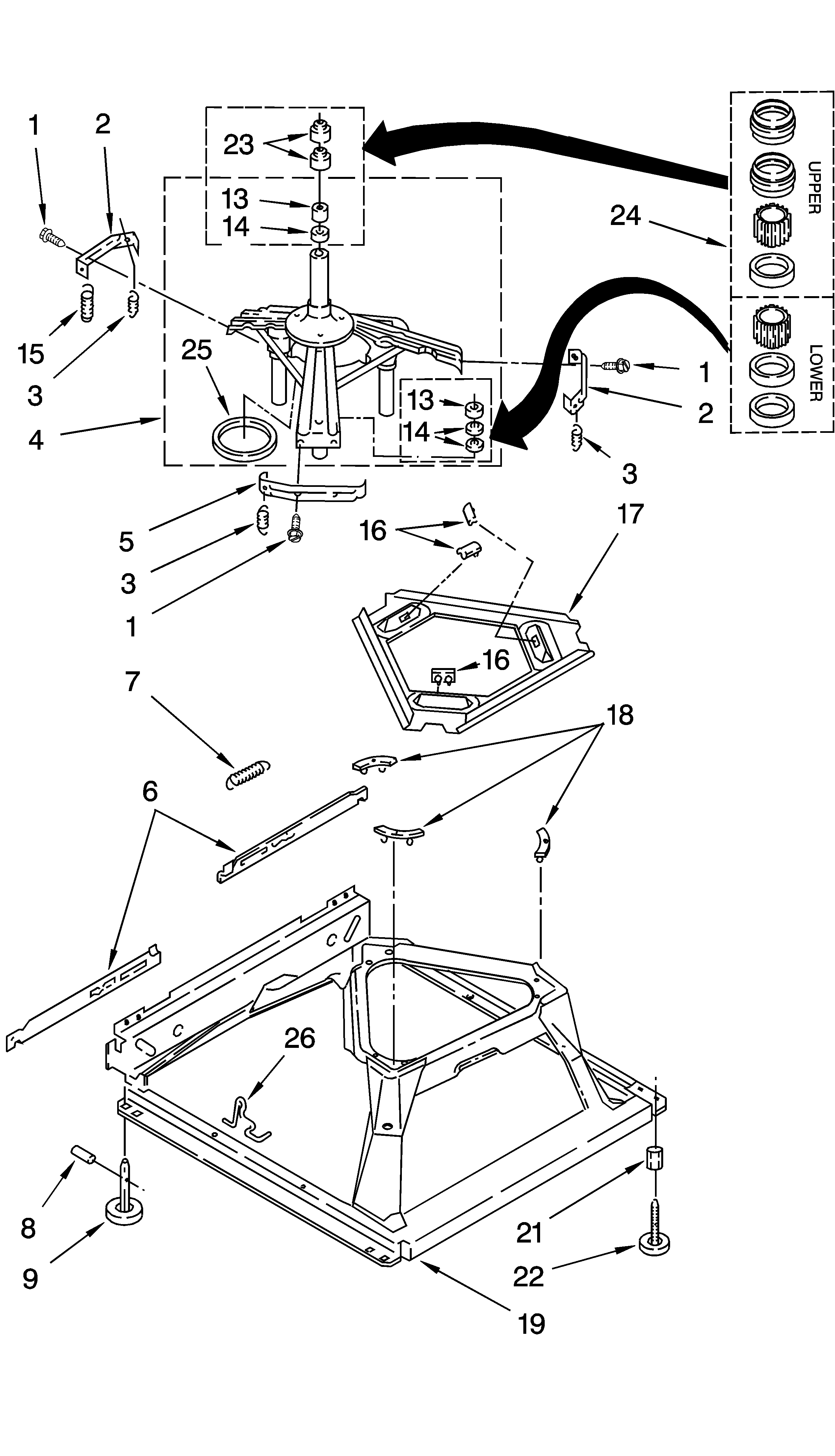 Whirlpool LSQ8000LQ1 machine base parts diagram