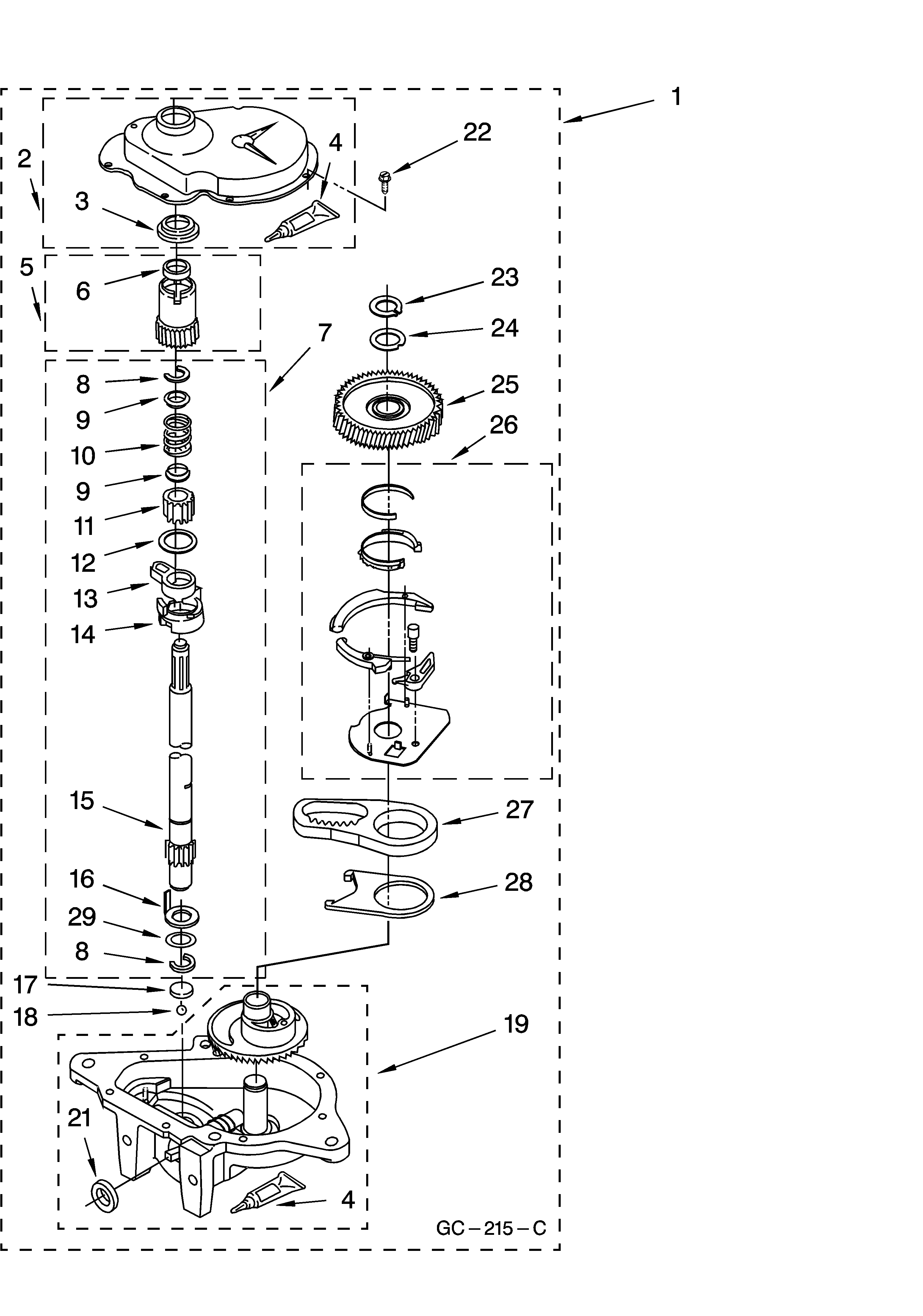 Whirlpool LSQ8000LQ1 gearcase parts diagram