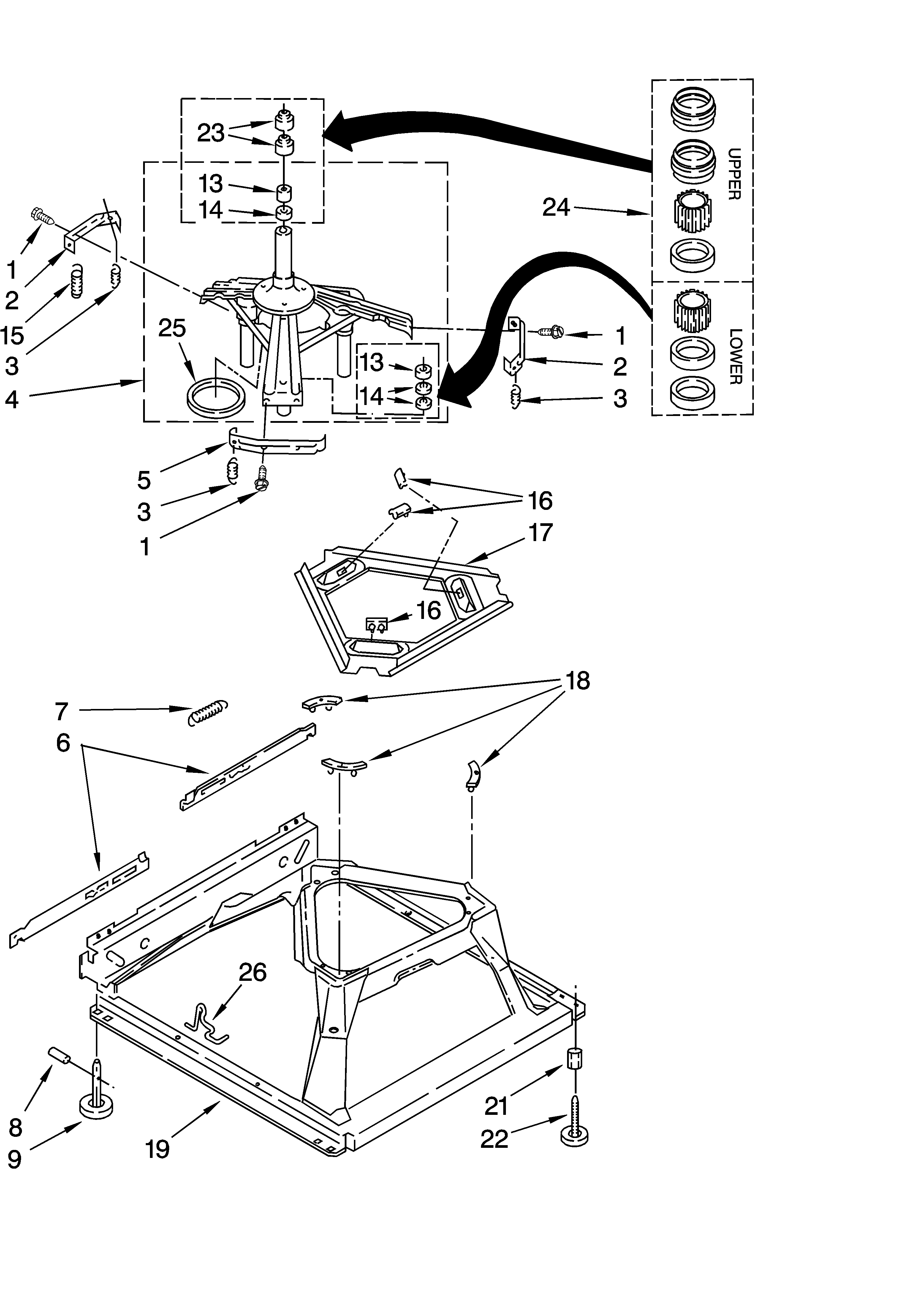 Roper RAS8244KQ1 machine base parts diagram