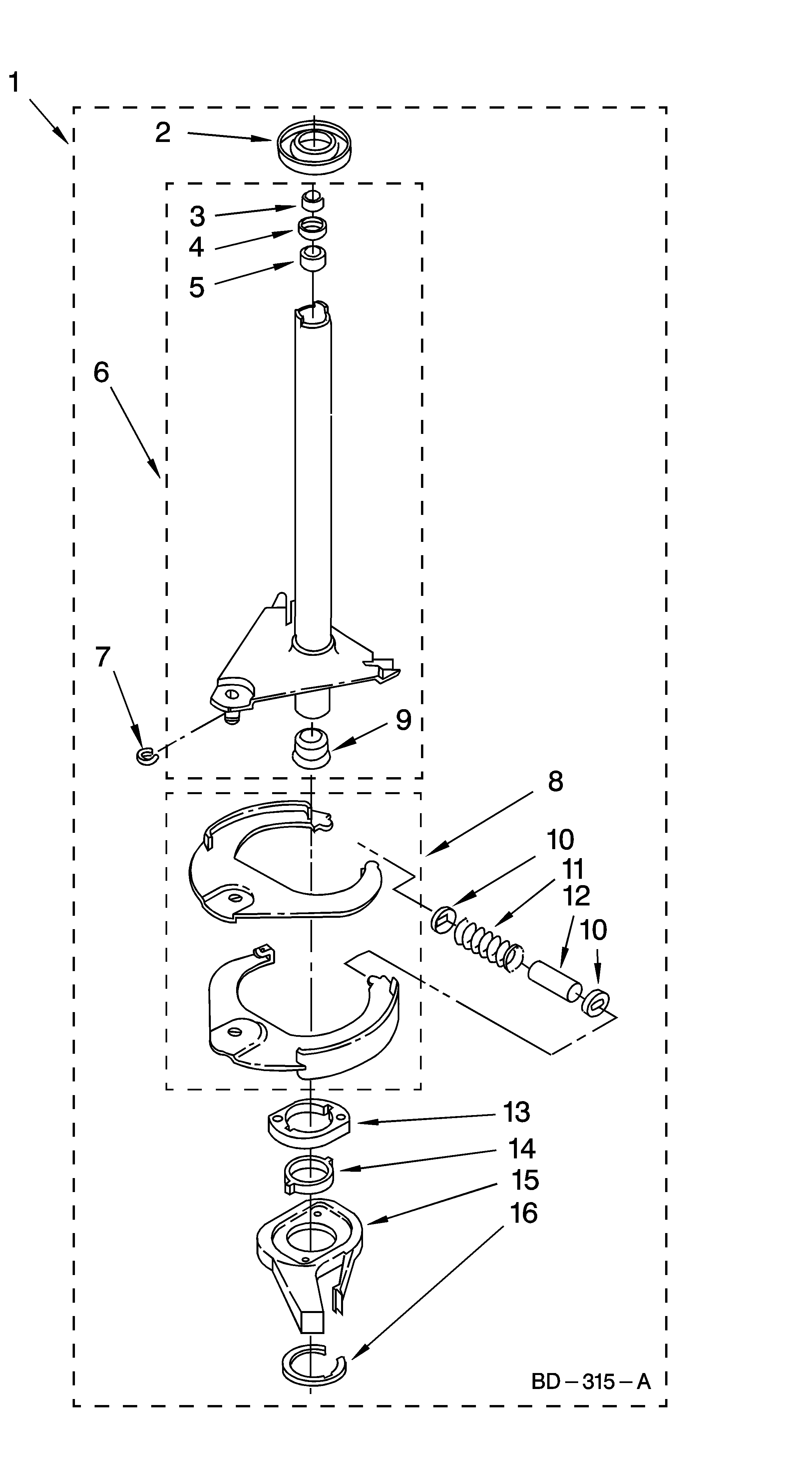 Roper RAS8244KQ1 brake and drive tube parts diagram