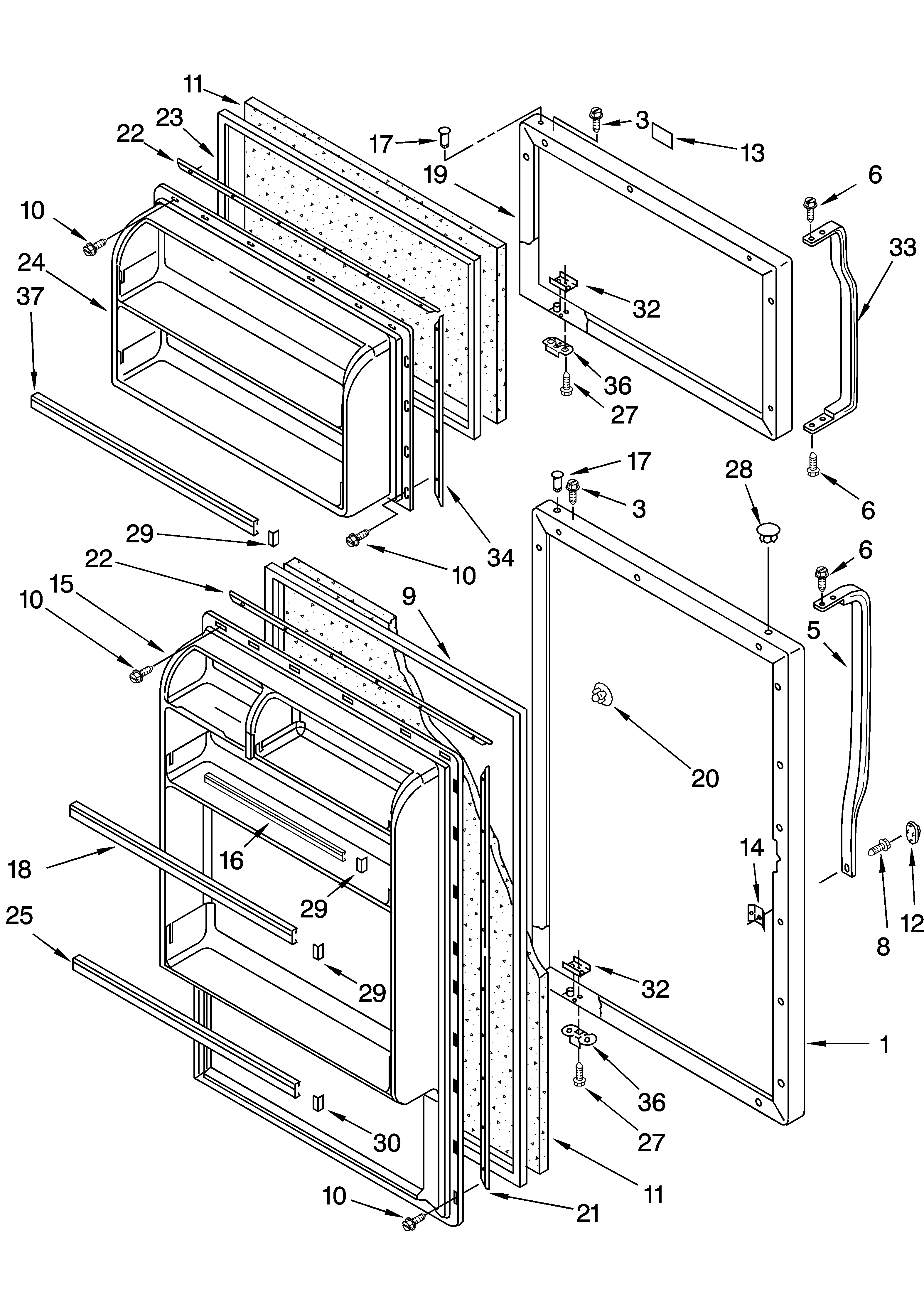 Roper RT14DKYKZ03 door parts diagram