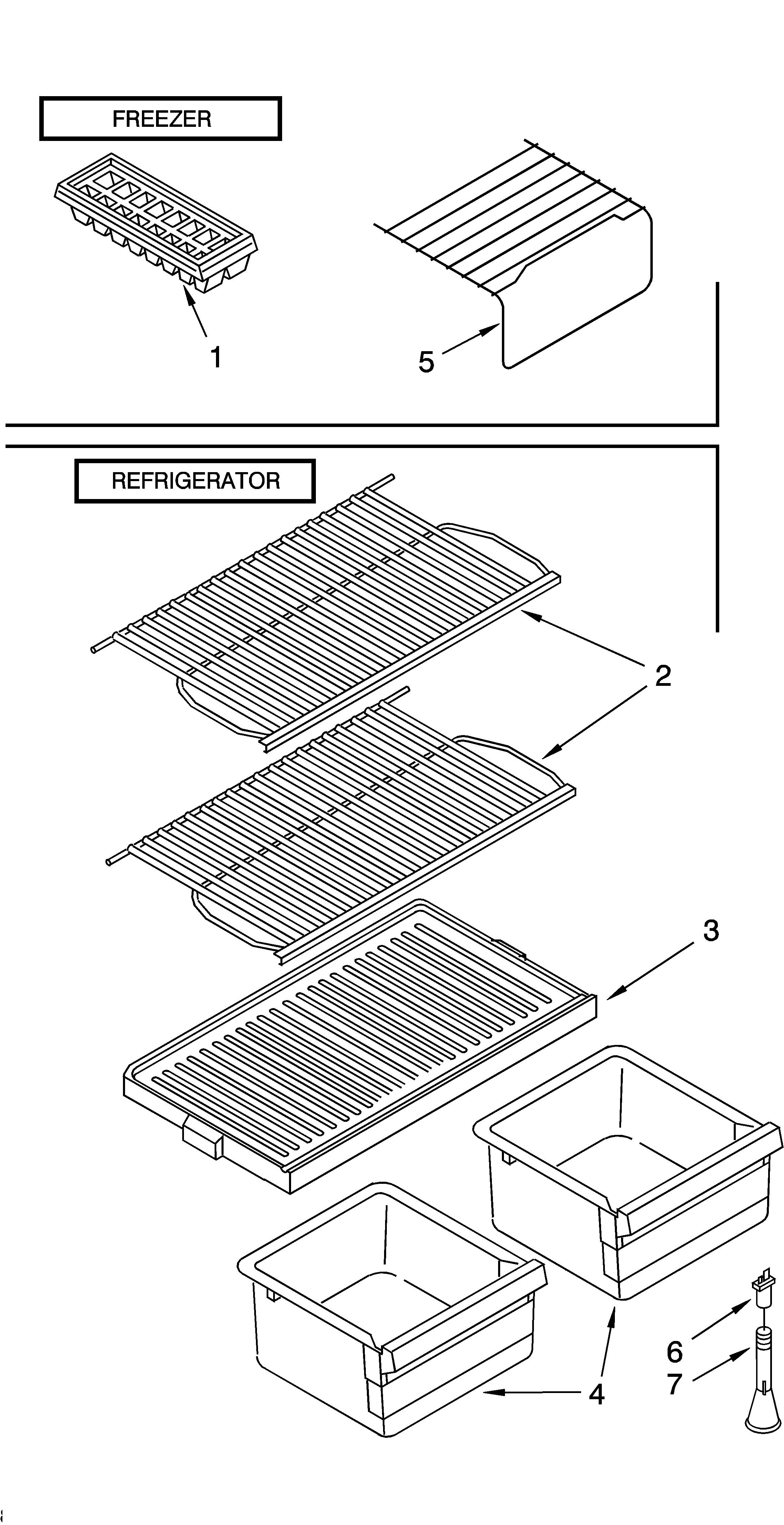 Roper RT14DKYKZ03 shelf parts, optional parts diagram