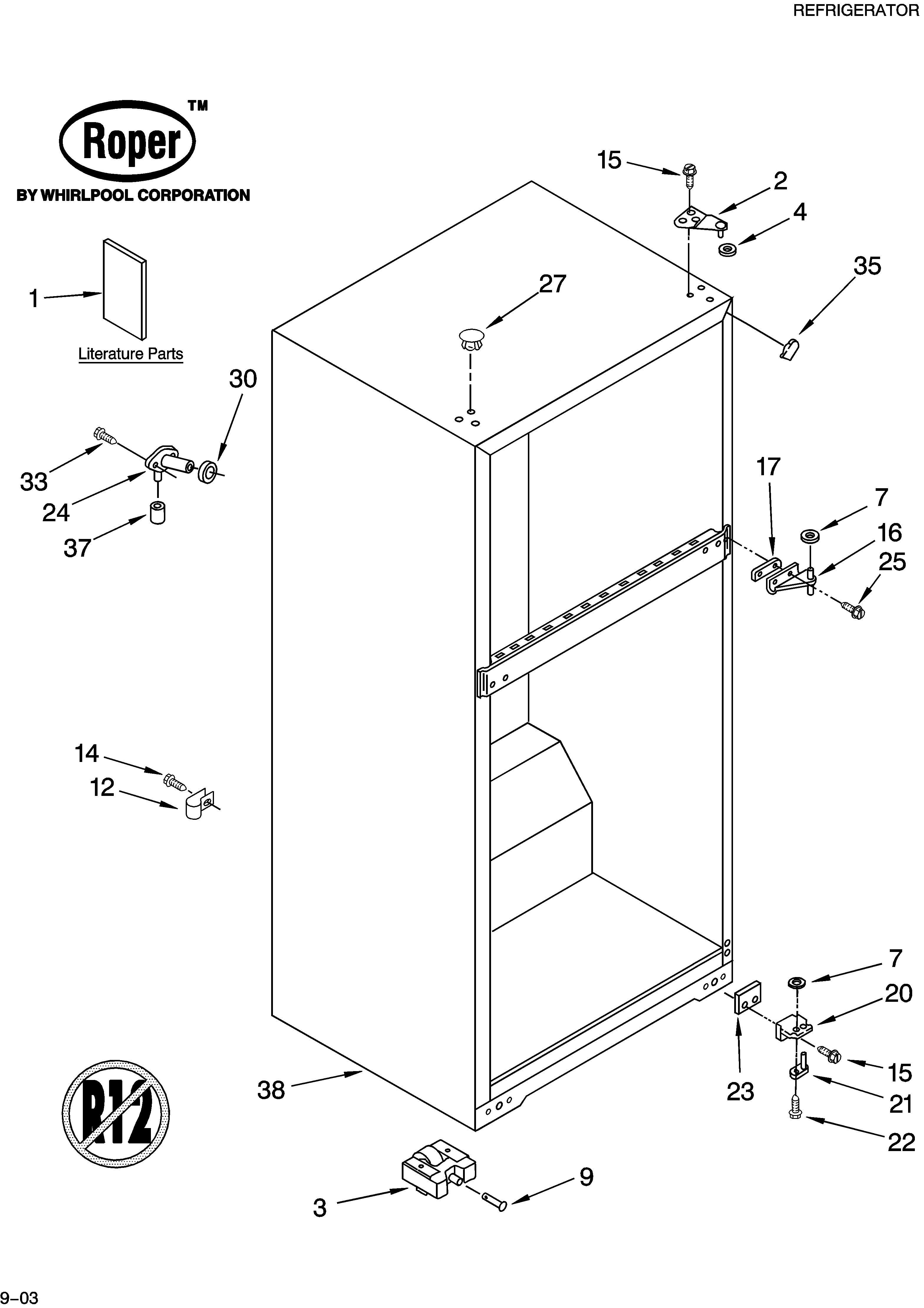 Roper RT14ZKXKQ03 cabinet parts diagram