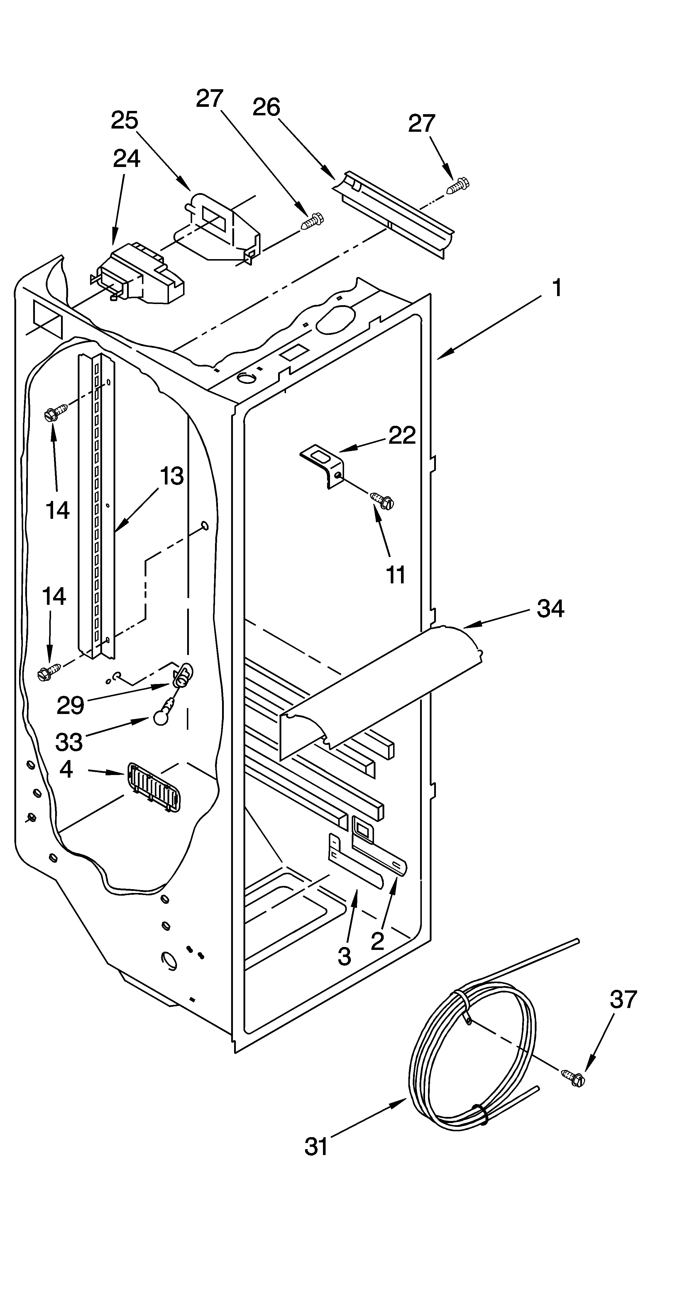 Kirkland SS25AFXLQ01 refrigerator liner parts diagram