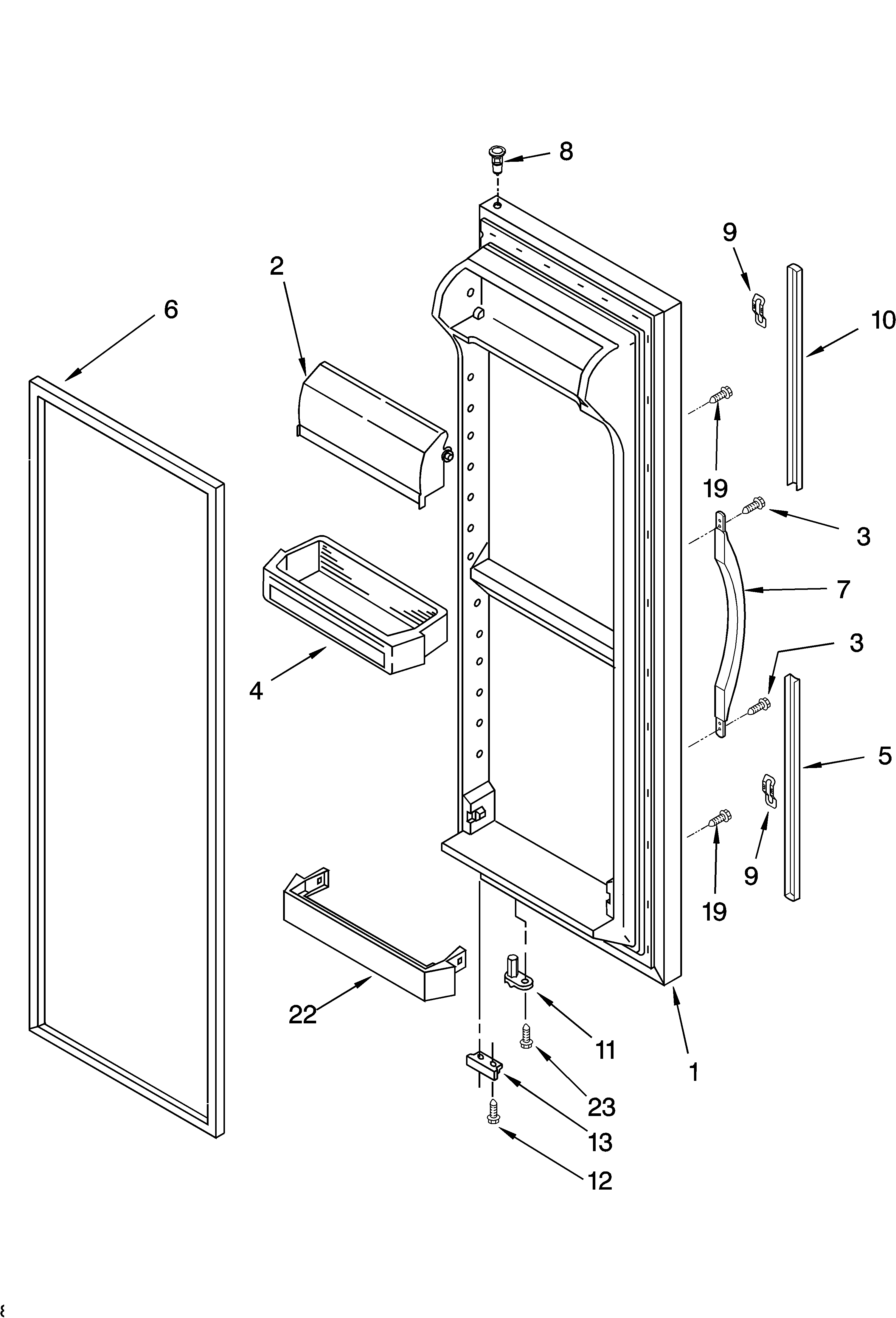 Kirkland SS25AFXLQ01 refrigerator door parts diagram