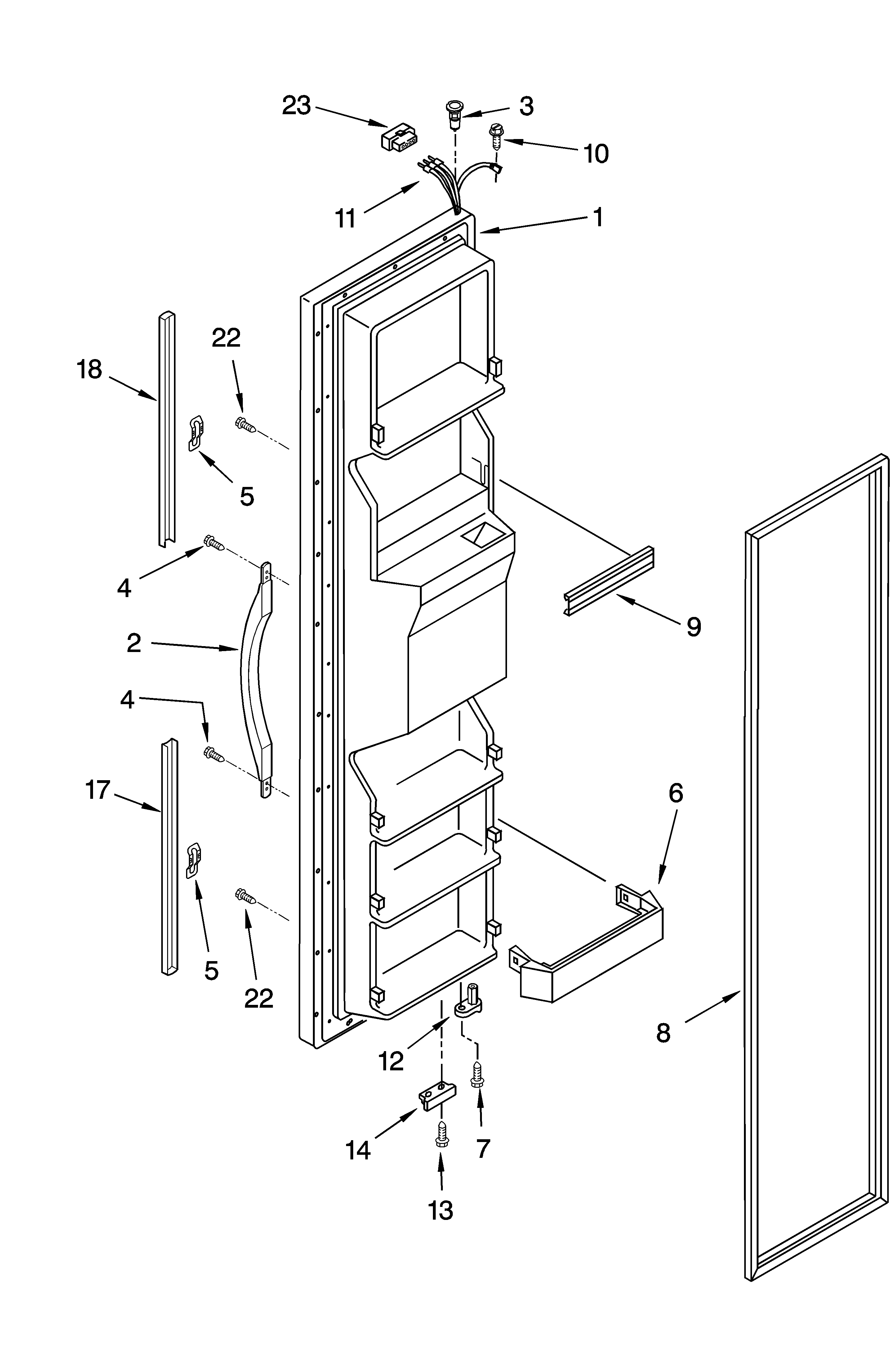 Kirkland SS25AFXLQ01 freezer door parts diagram