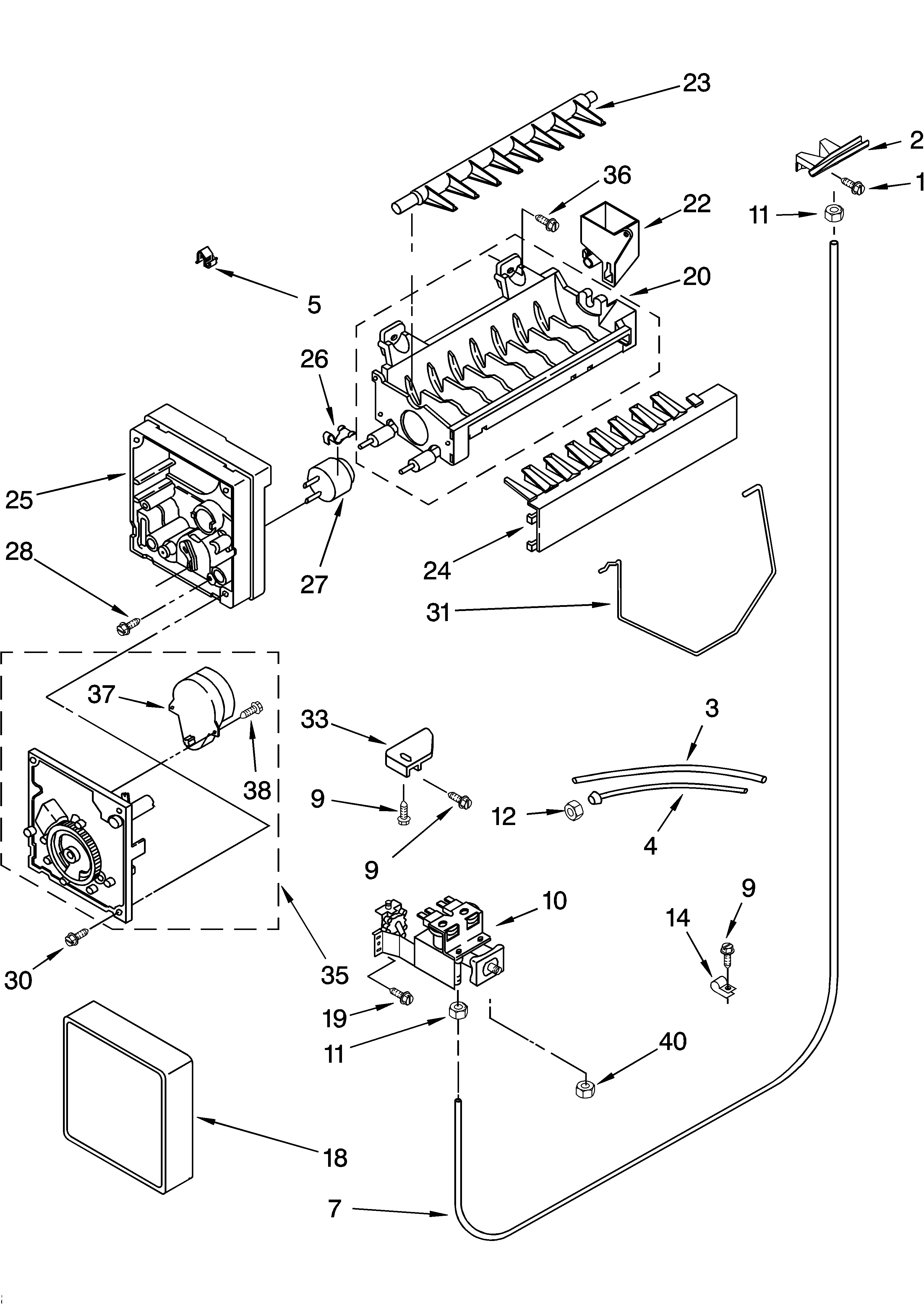 Kirkland SS25AFXLQ01 icemaker parts, parts not illustrated diagram
