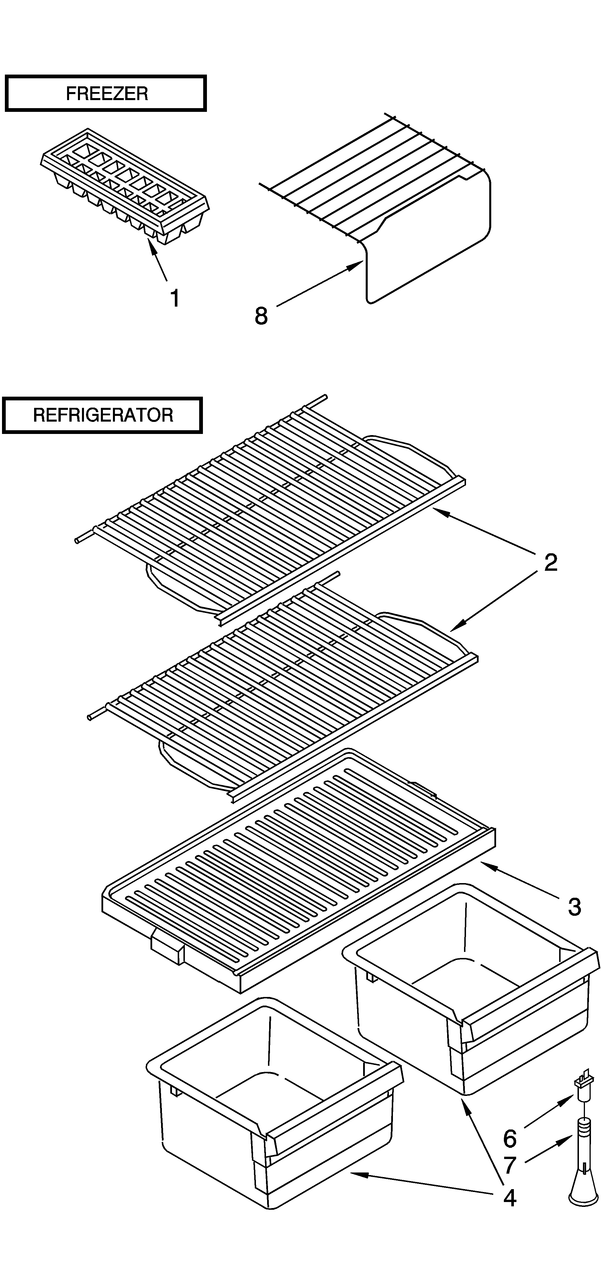 Estate TT14DKXKQ03 shelf parts, optional parts diagram