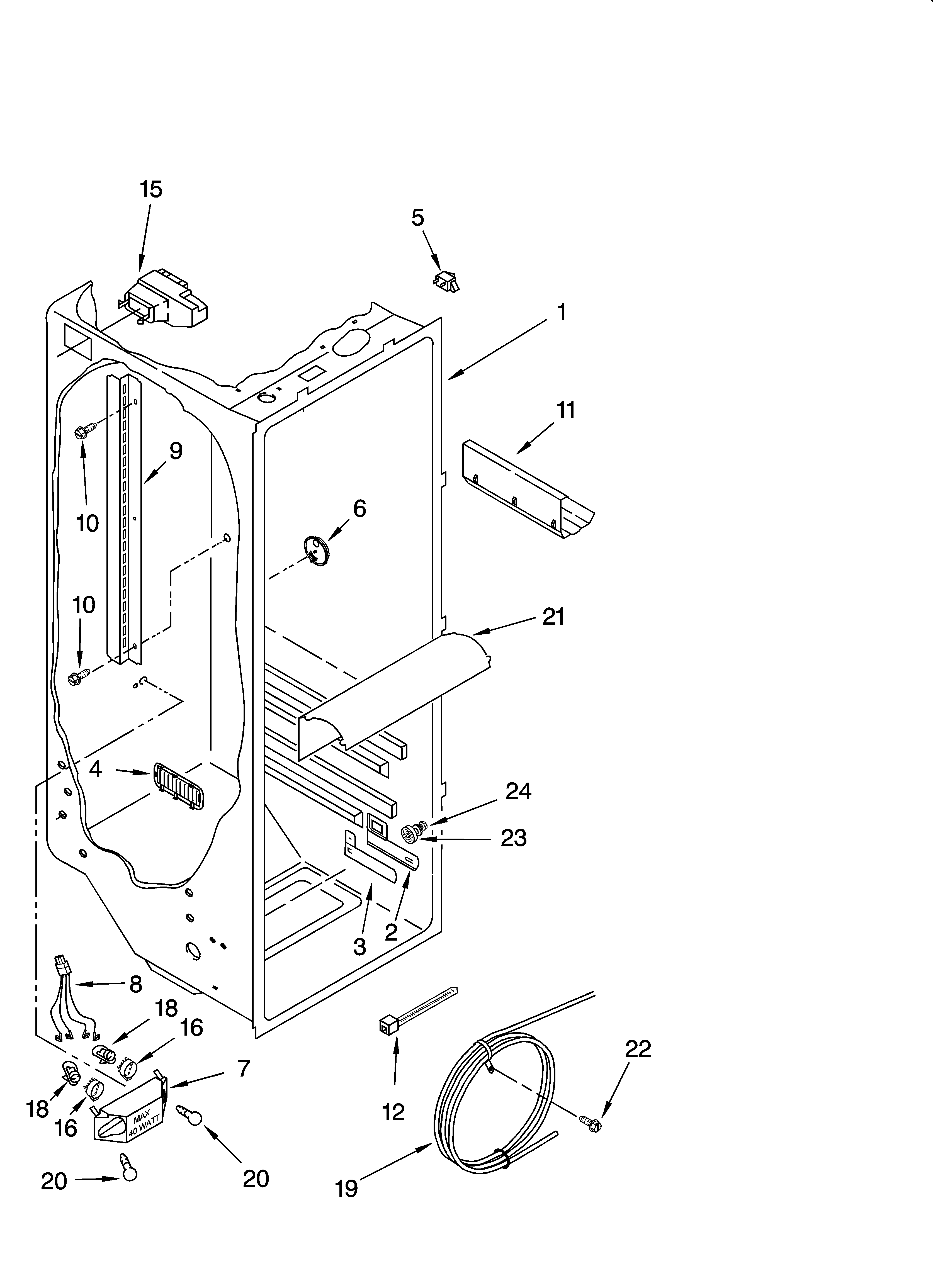 Whirlpool 7GS2SHAXMS00 refrigerator liner parts diagram