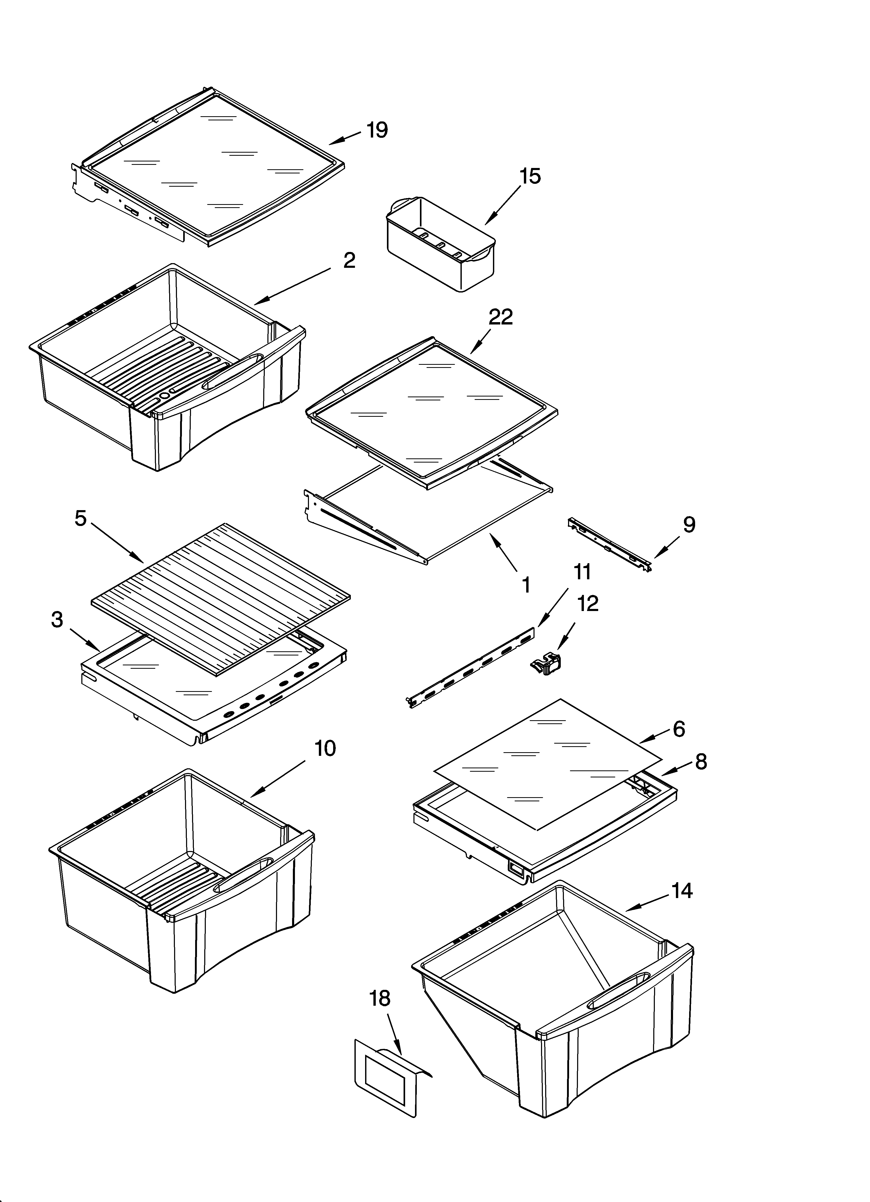 Whirlpool 7GS2SHAXMS00 refrigerator shelf parts diagram
