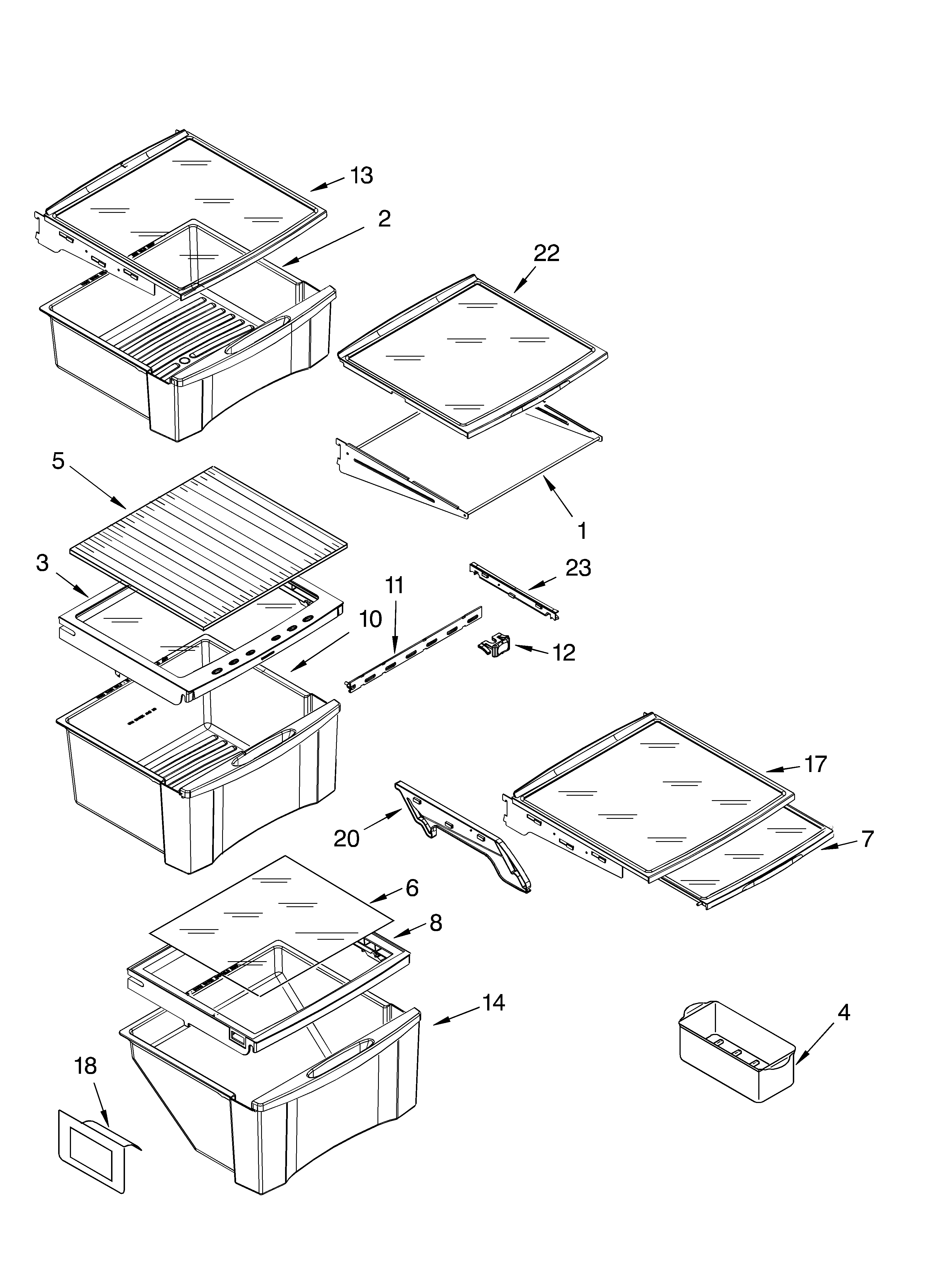 Whirlpool 7GS2SHEXMQ00 refrigerator shelf parts diagram