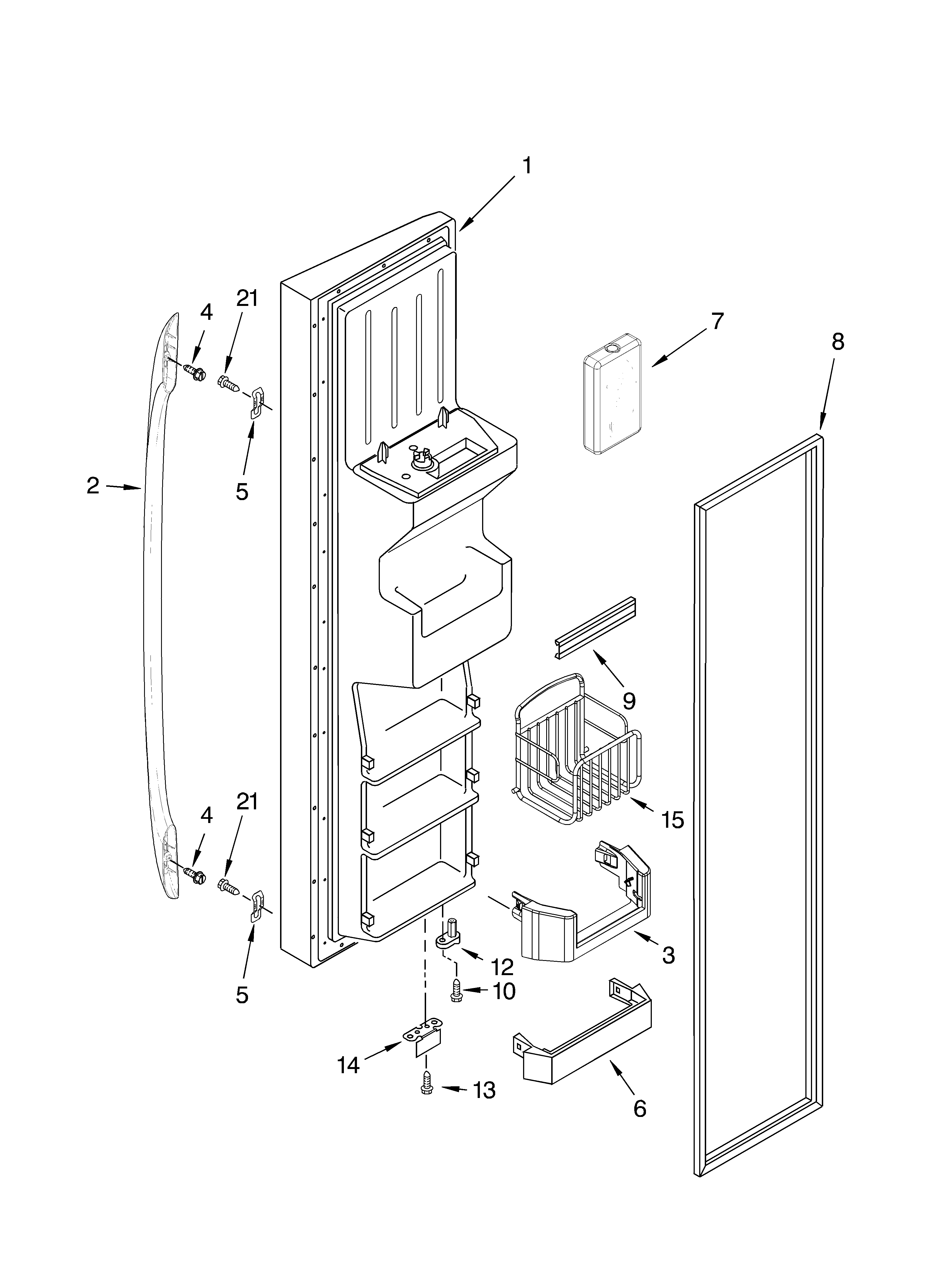 Whirlpool 7GS2SHEXMQ00 freezer door parts diagram