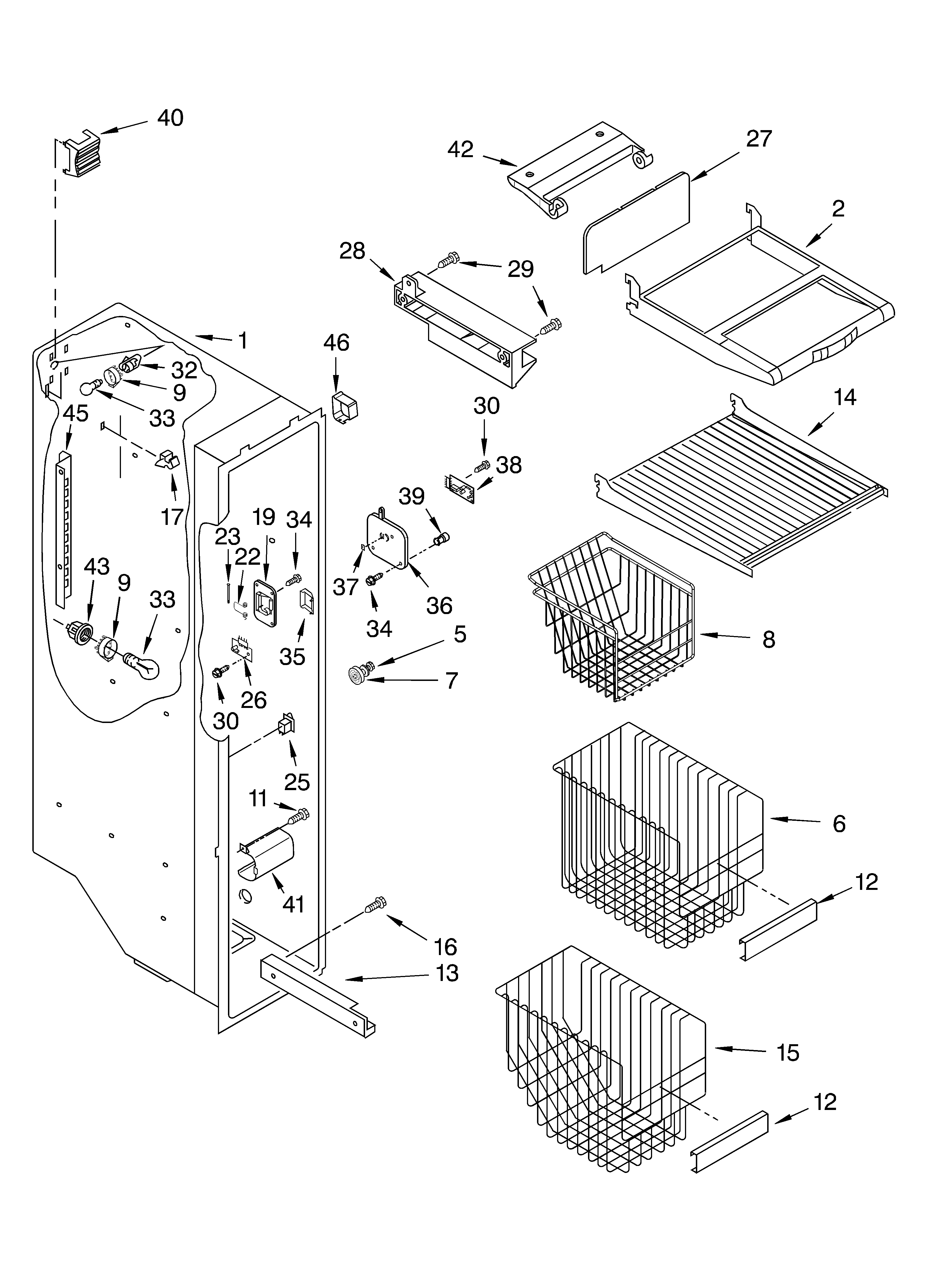 Whirlpool 7GS6SHEXMQ00 freezer liner parts diagram