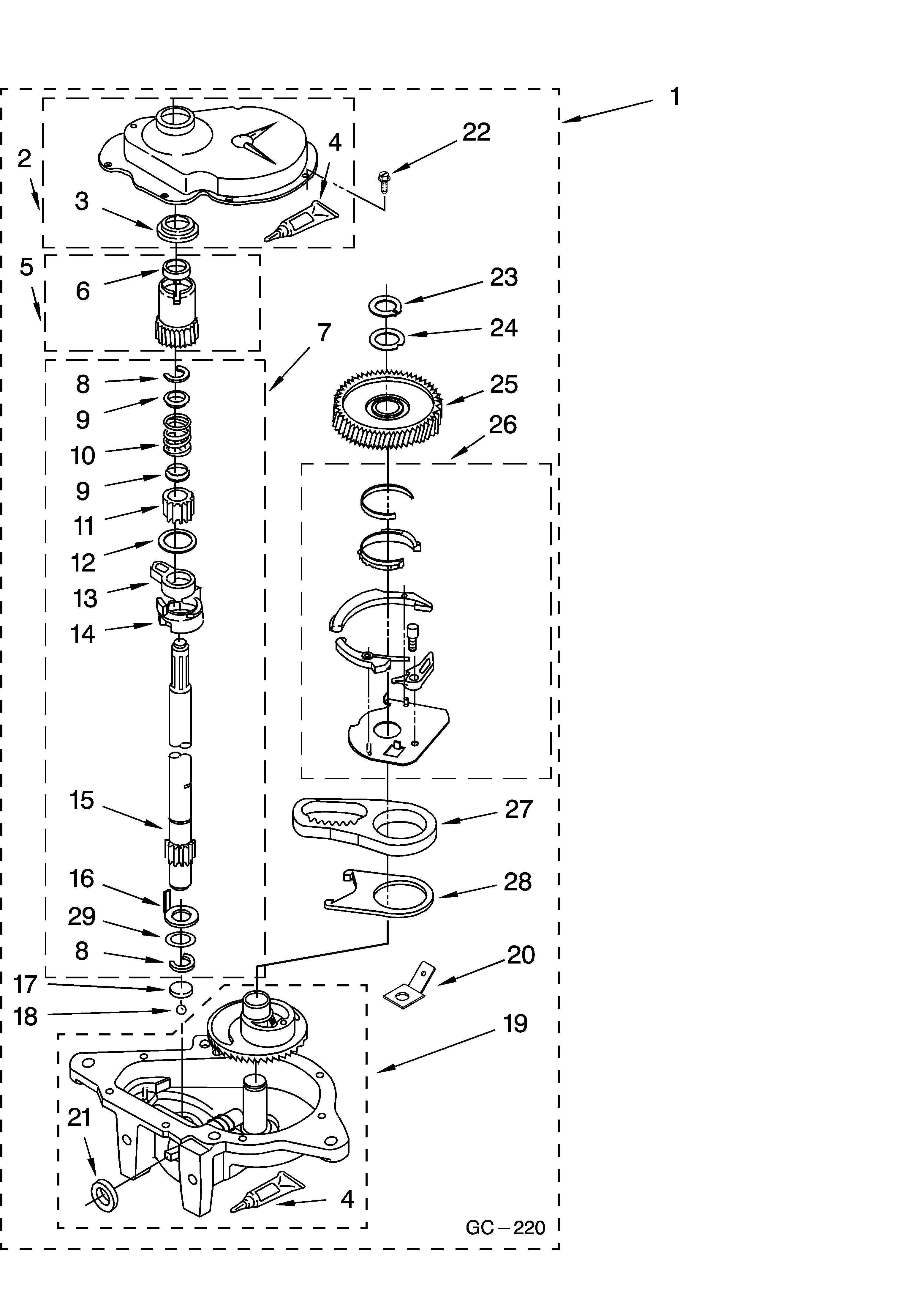 Whirlpool 7MLSQ8543JT6 gearcase parts diagram