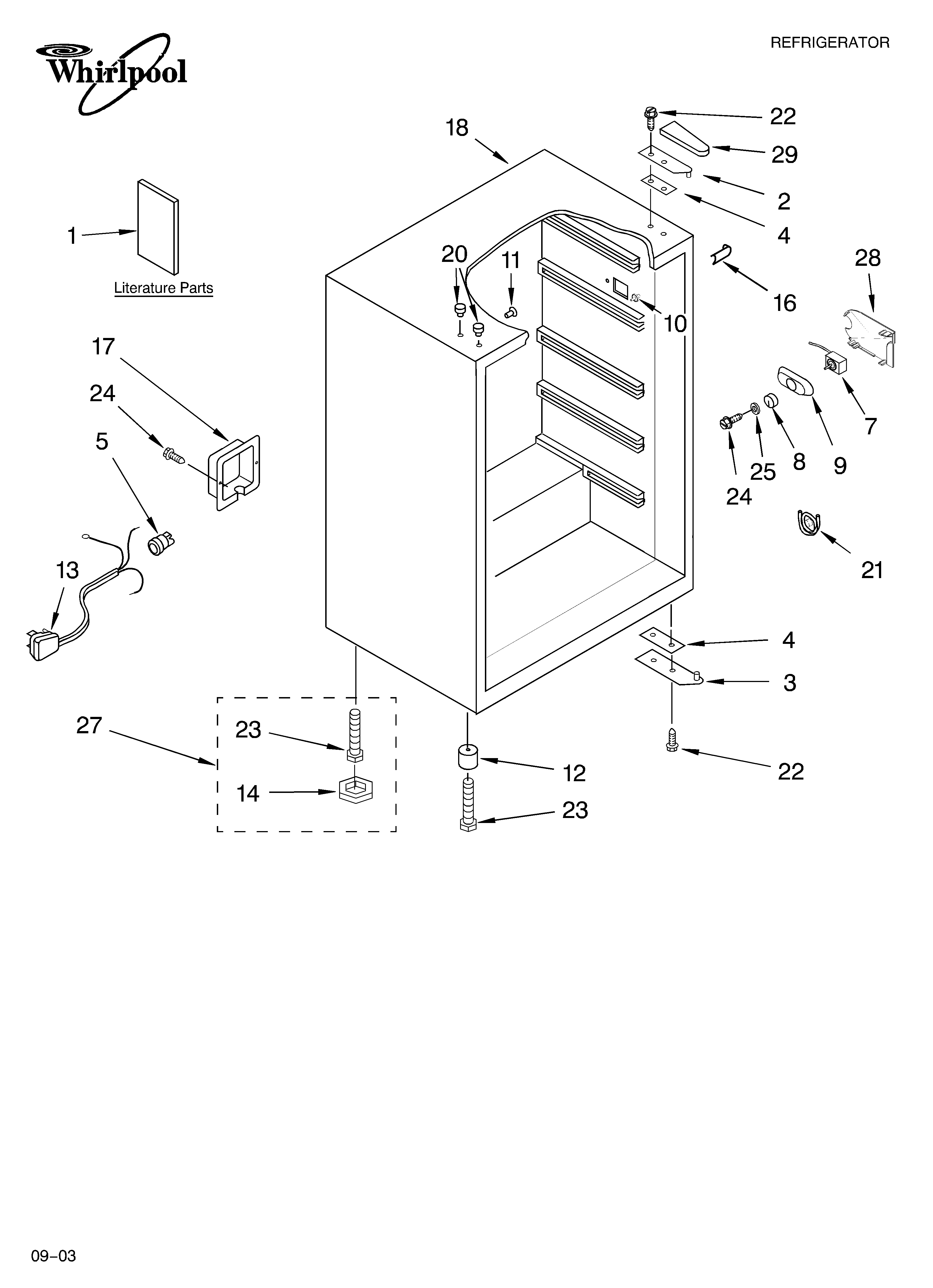 Whirlpool EL03CCXMS00 cabinet parts diagram