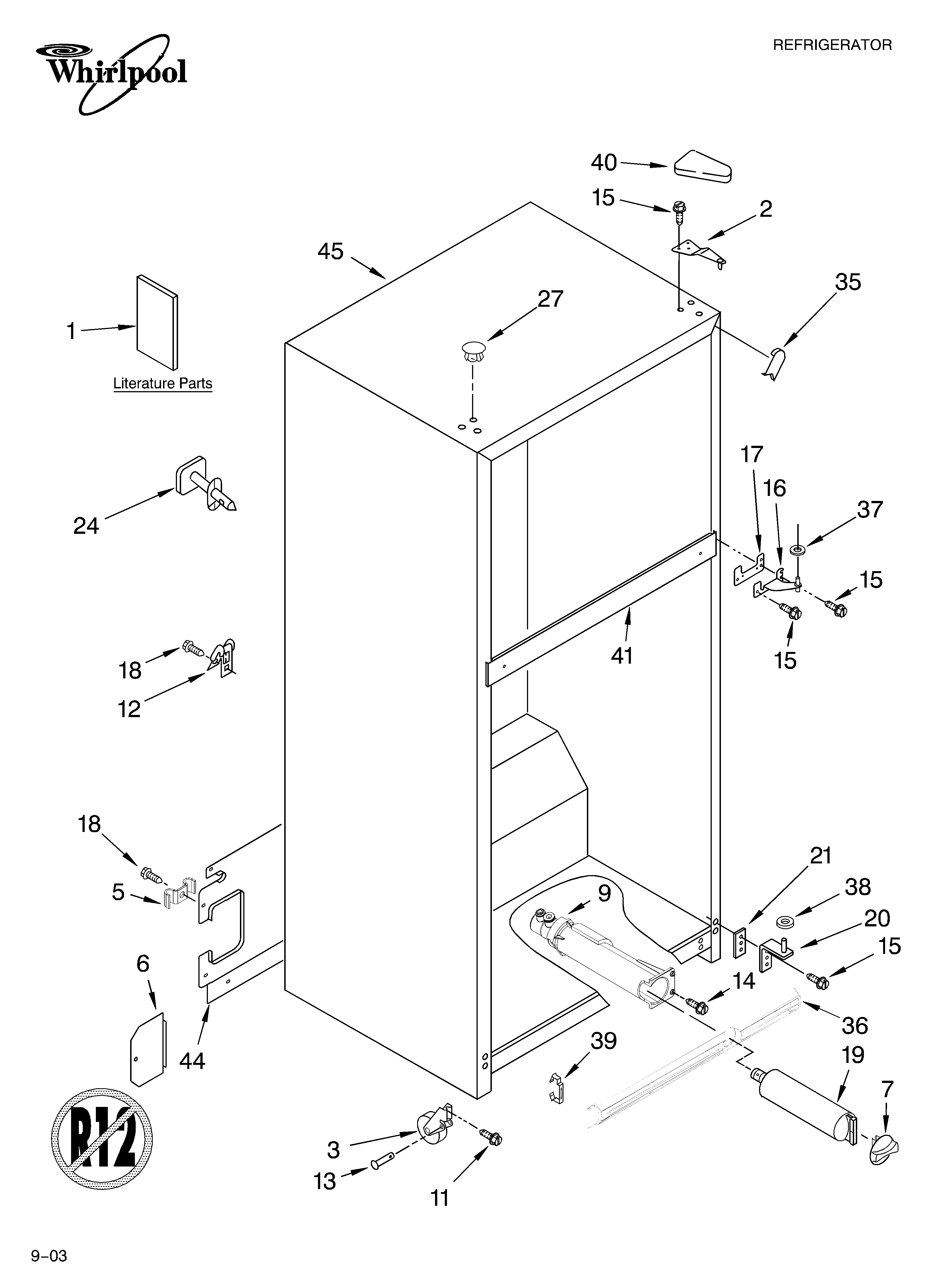 Whirlpool ET2AHTXMT00 cabinet parts diagram