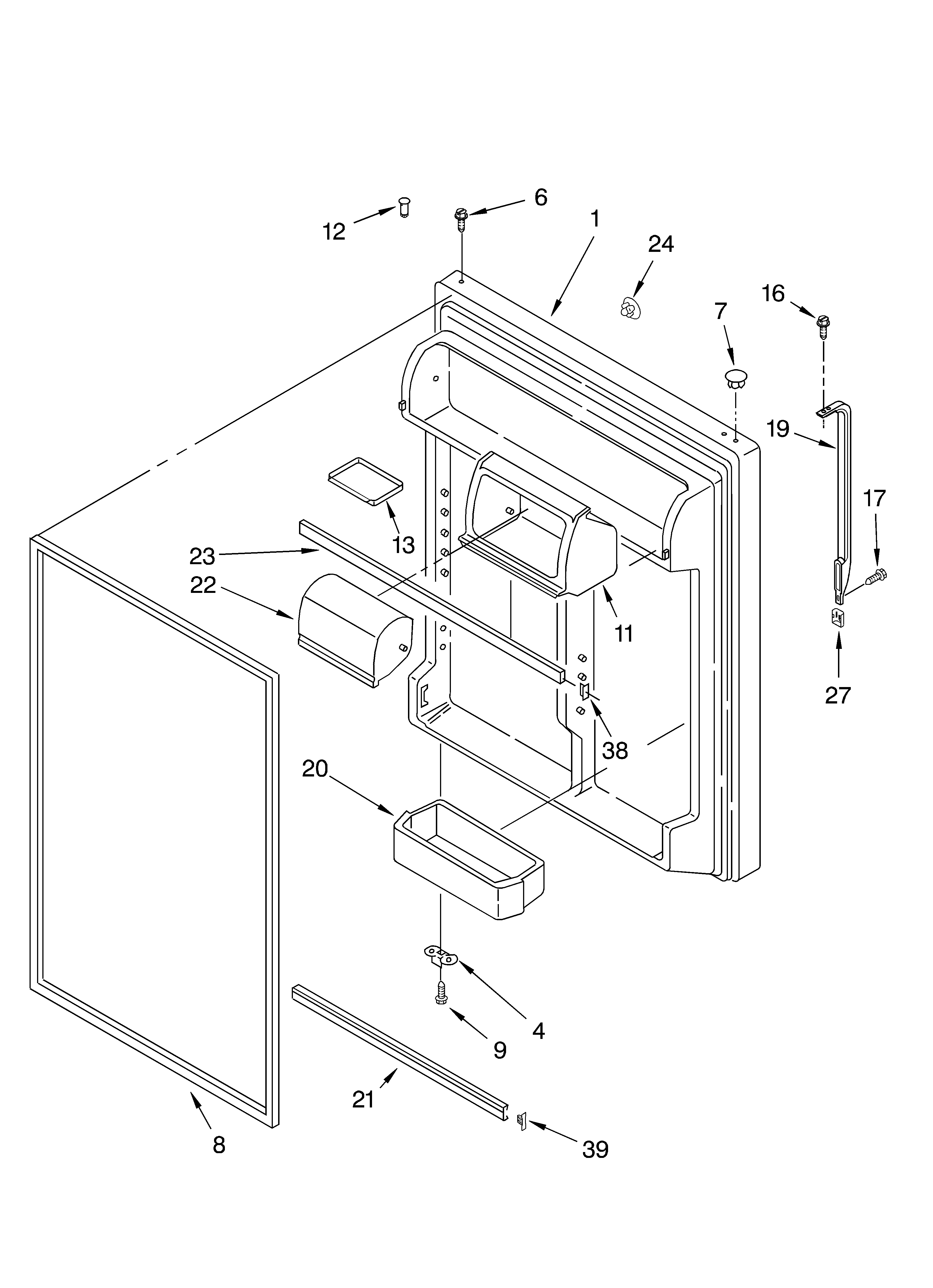Whirlpool ET2AHTXMT00 refrigerator door parts diagram