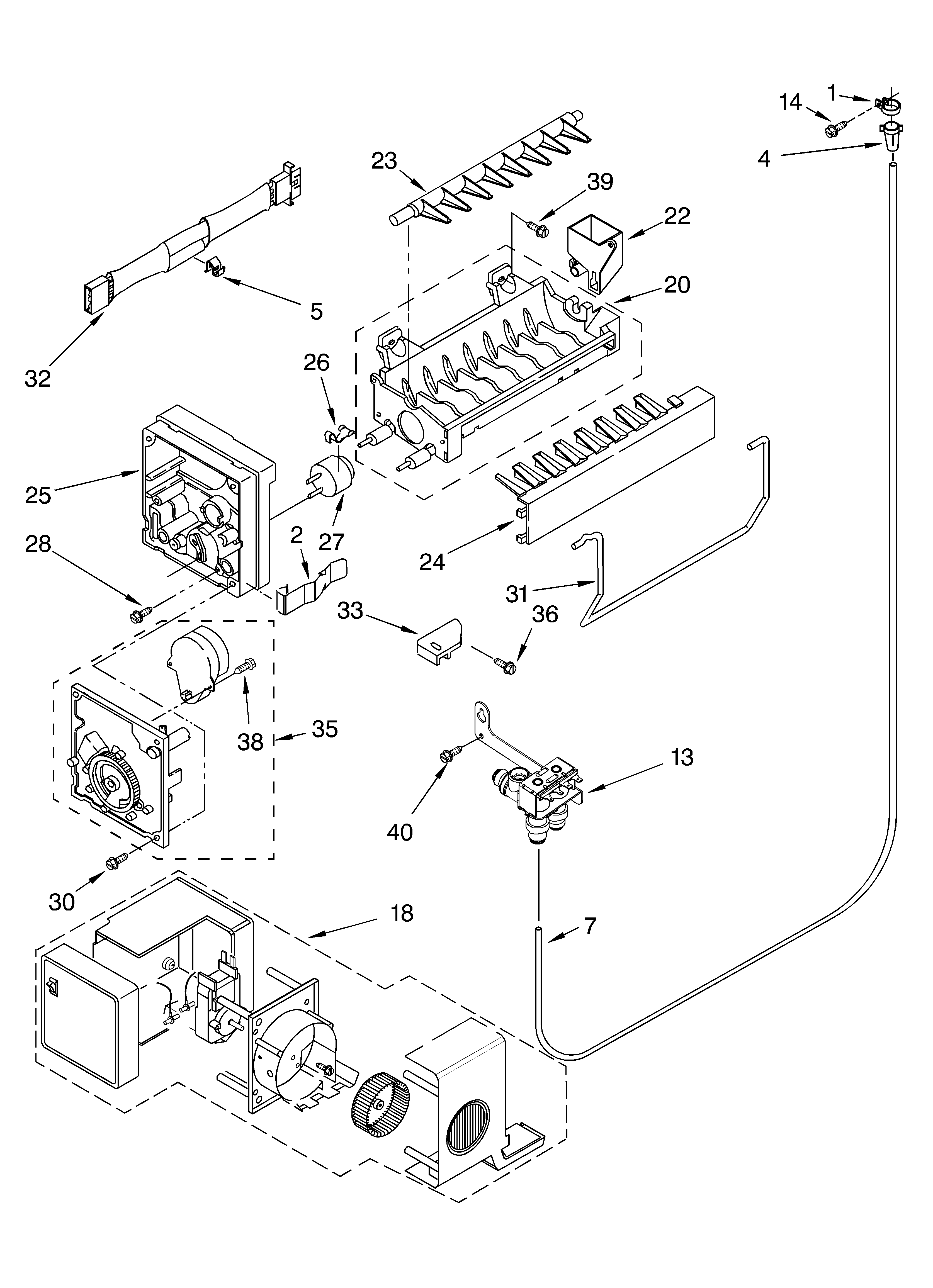 Whirlpool ET2AHTXMT00 icemaker parts diagram