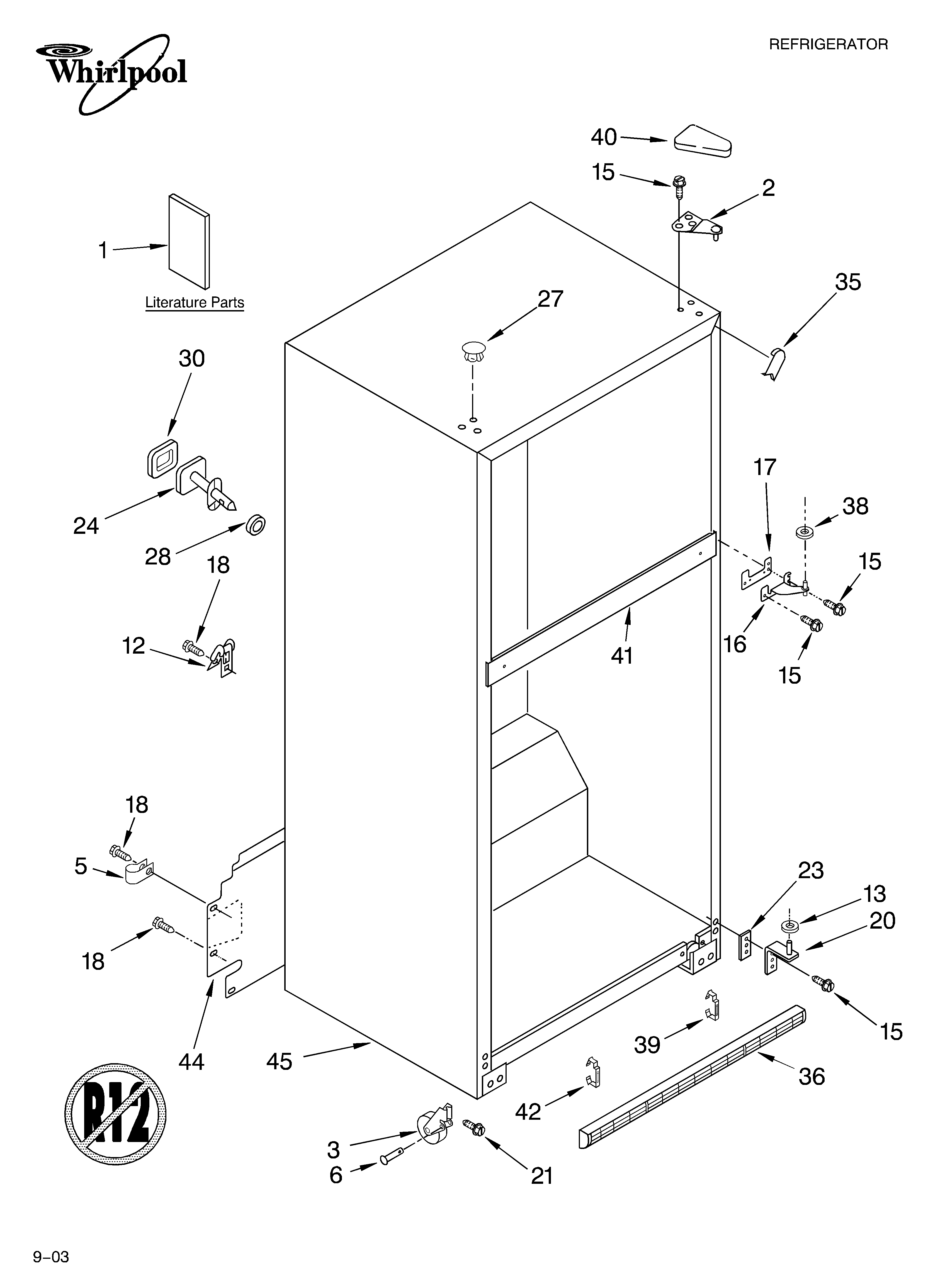 Whirlpool ET9AHTXLT02 cabinet parts diagram