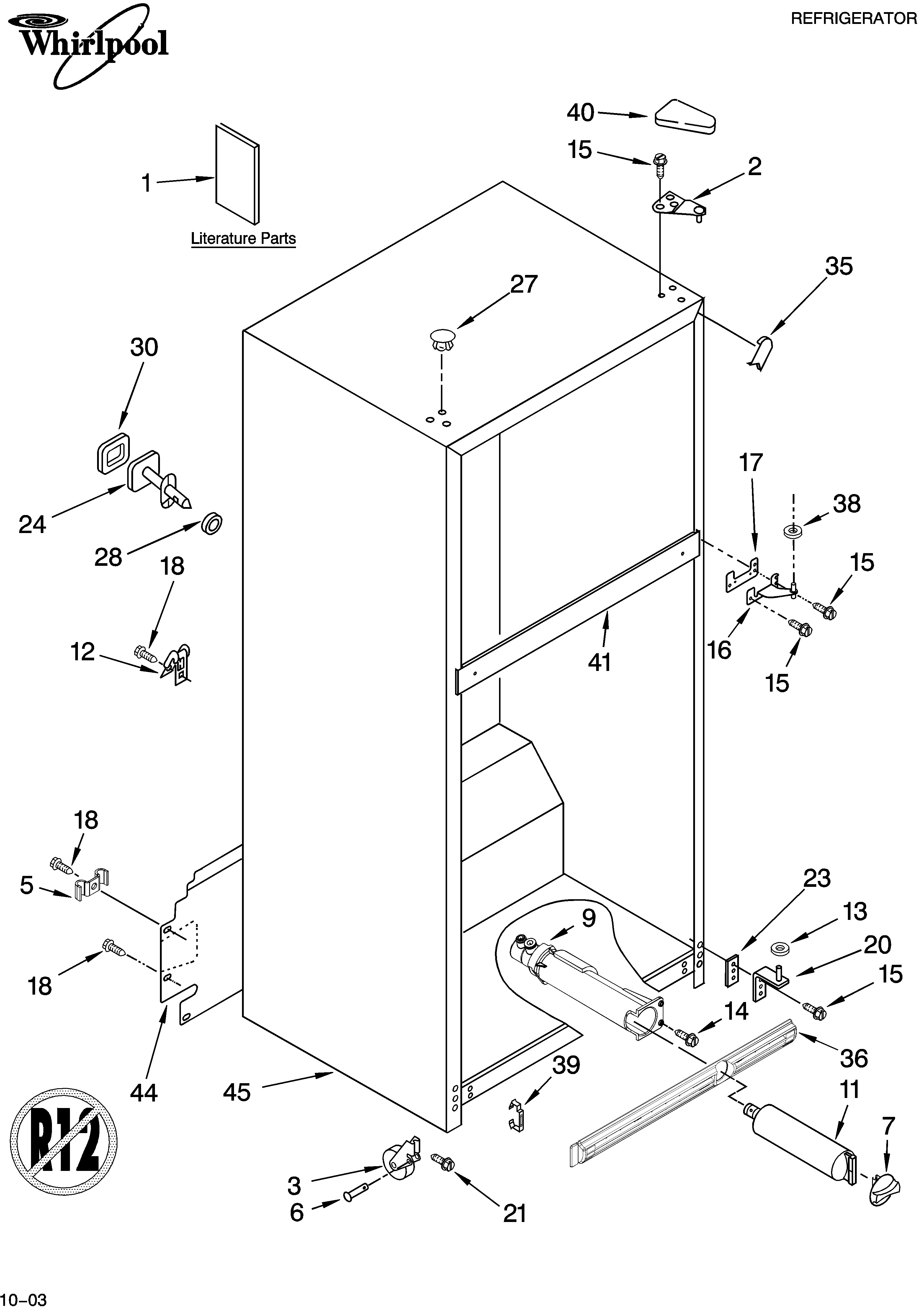 Whirlpool ET9FHTXMQ00 cabinet parts diagram