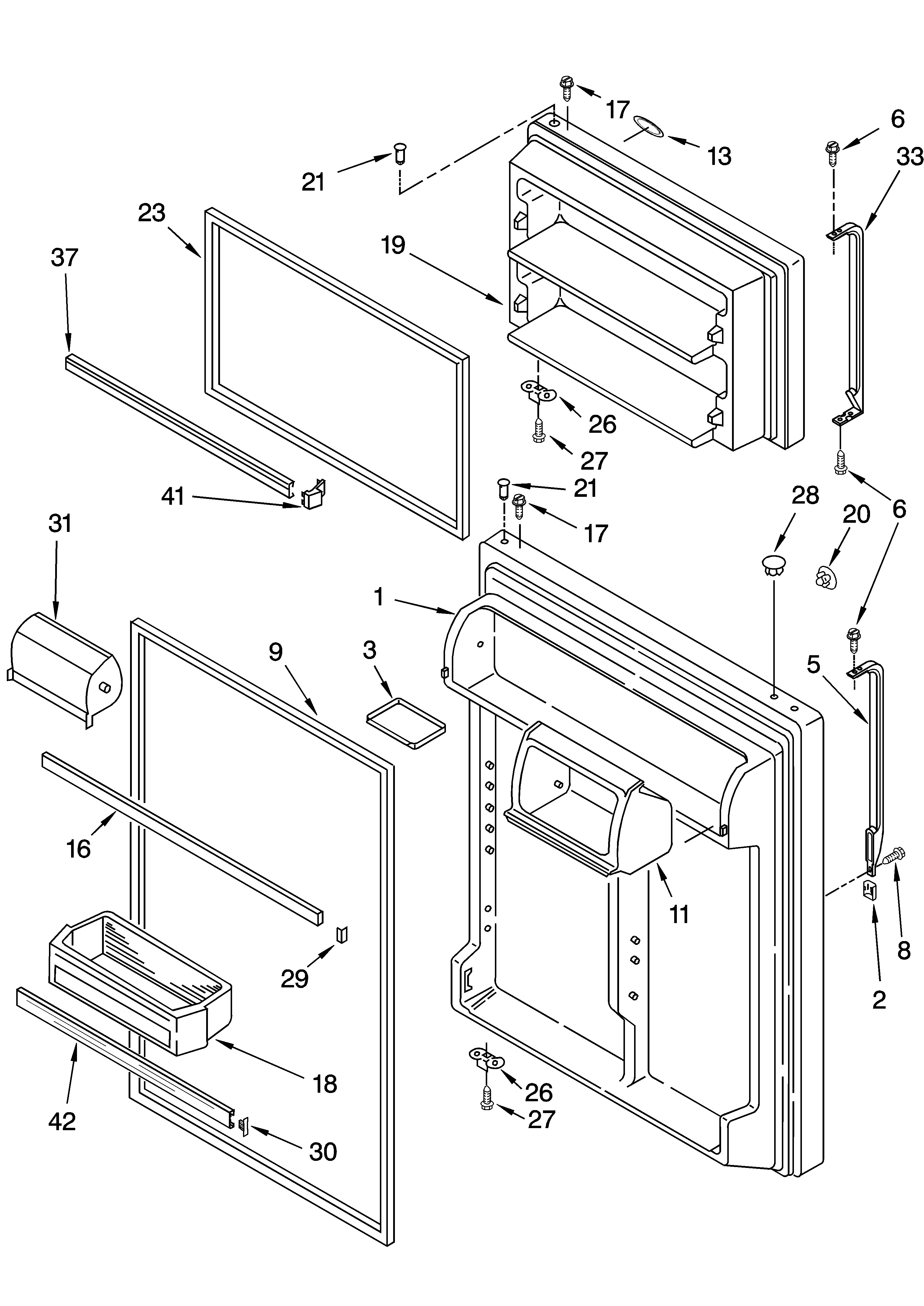 Whirlpool ET9FHTXMQ00 door parts diagram
