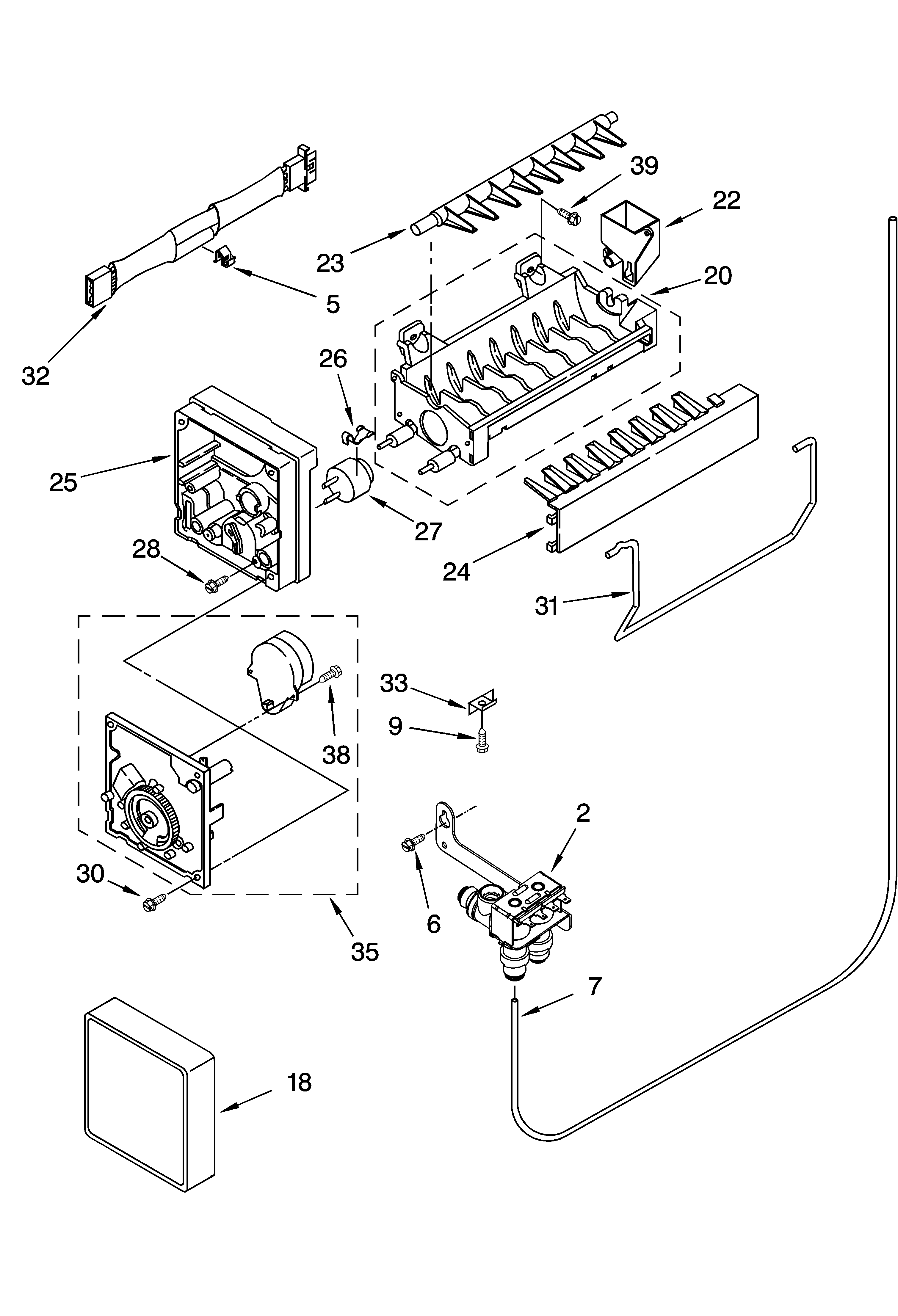 Whirlpool ET9FHTXMQ00 icemaker parts diagram