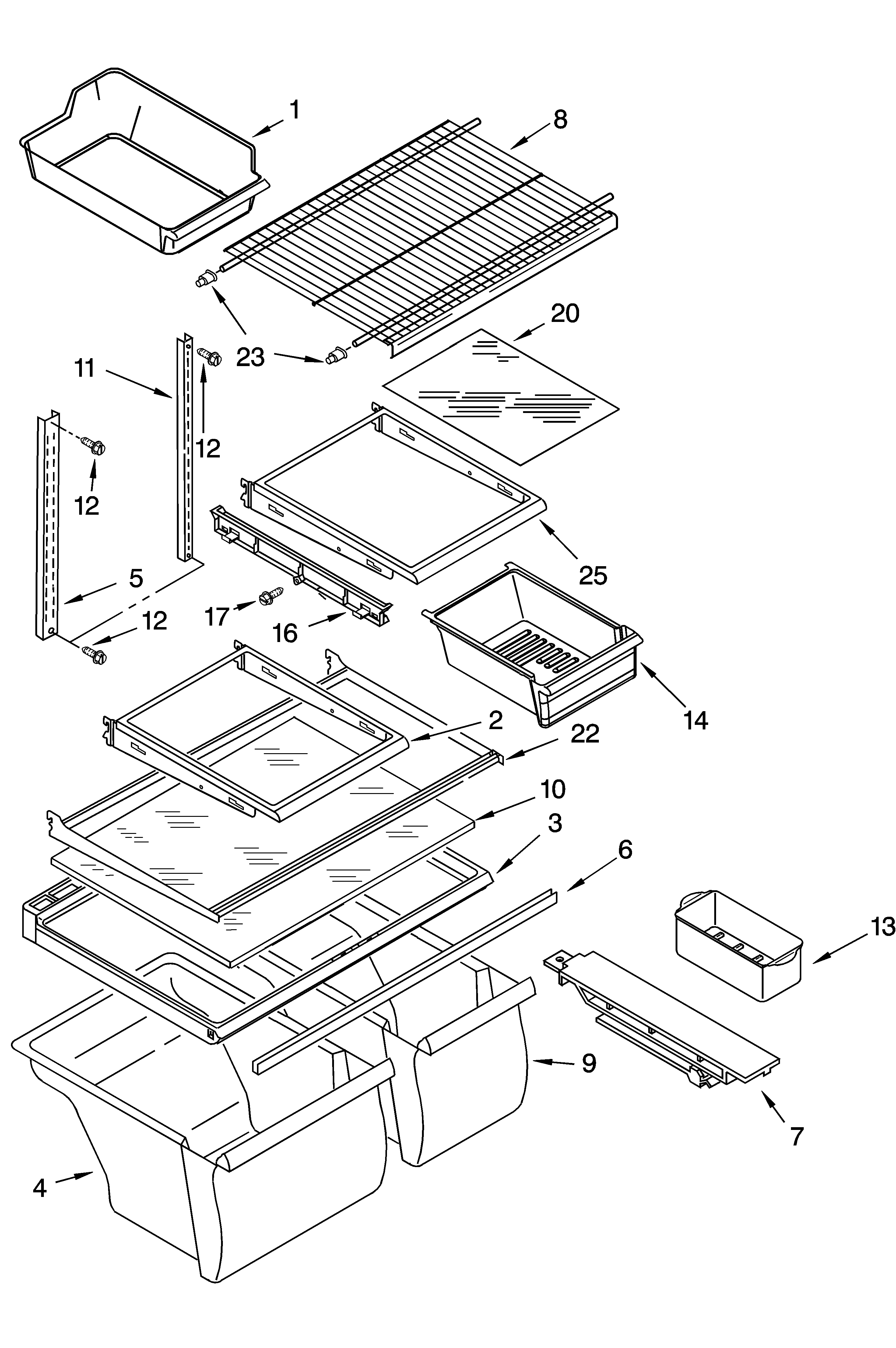 Whirlpool ET9FHTXMQ00 shelf parts diagram