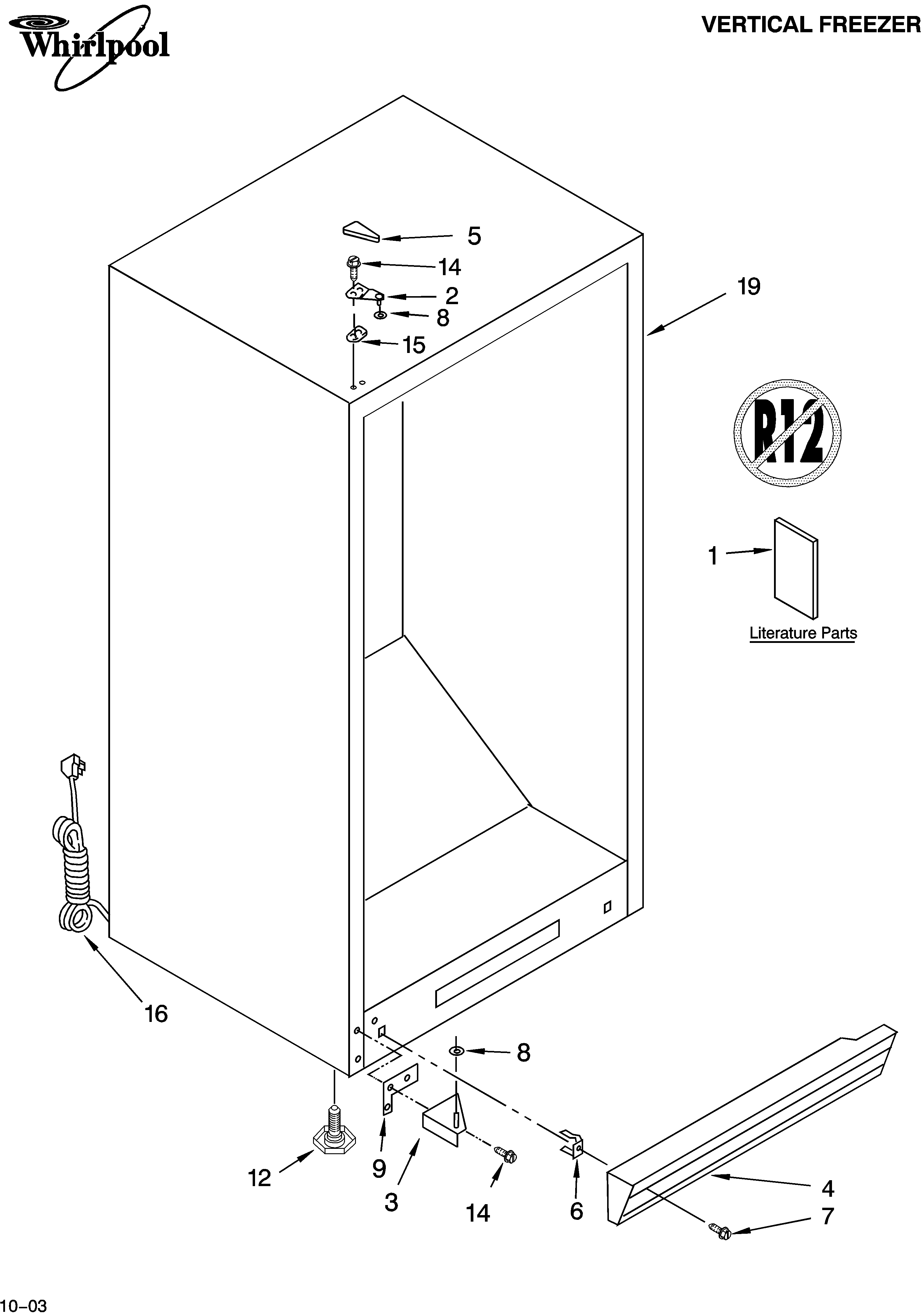 Whirlpool EV150NXMQ00 cabinet parts diagram