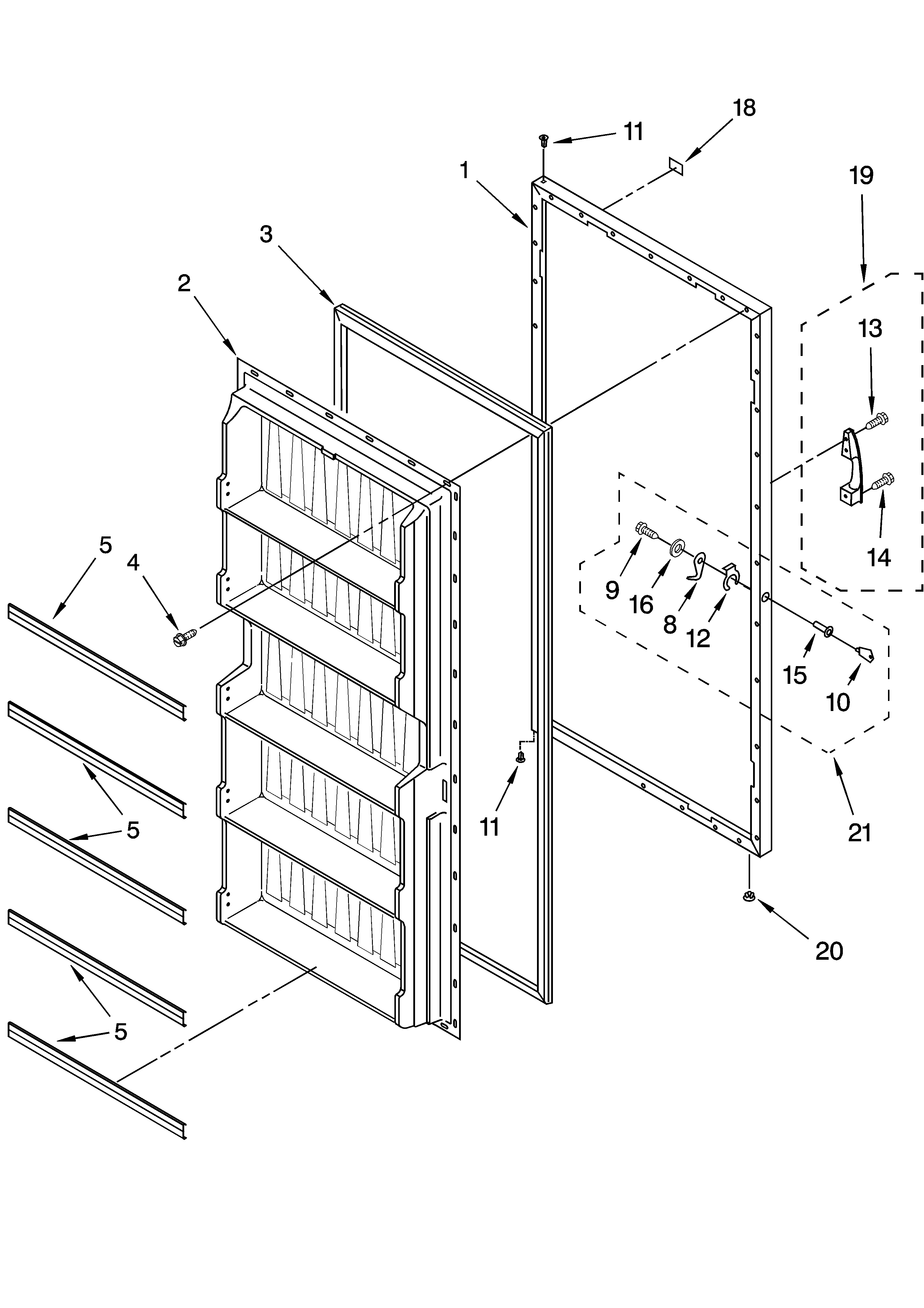 Whirlpool EV150NXMQ00 door parts diagram